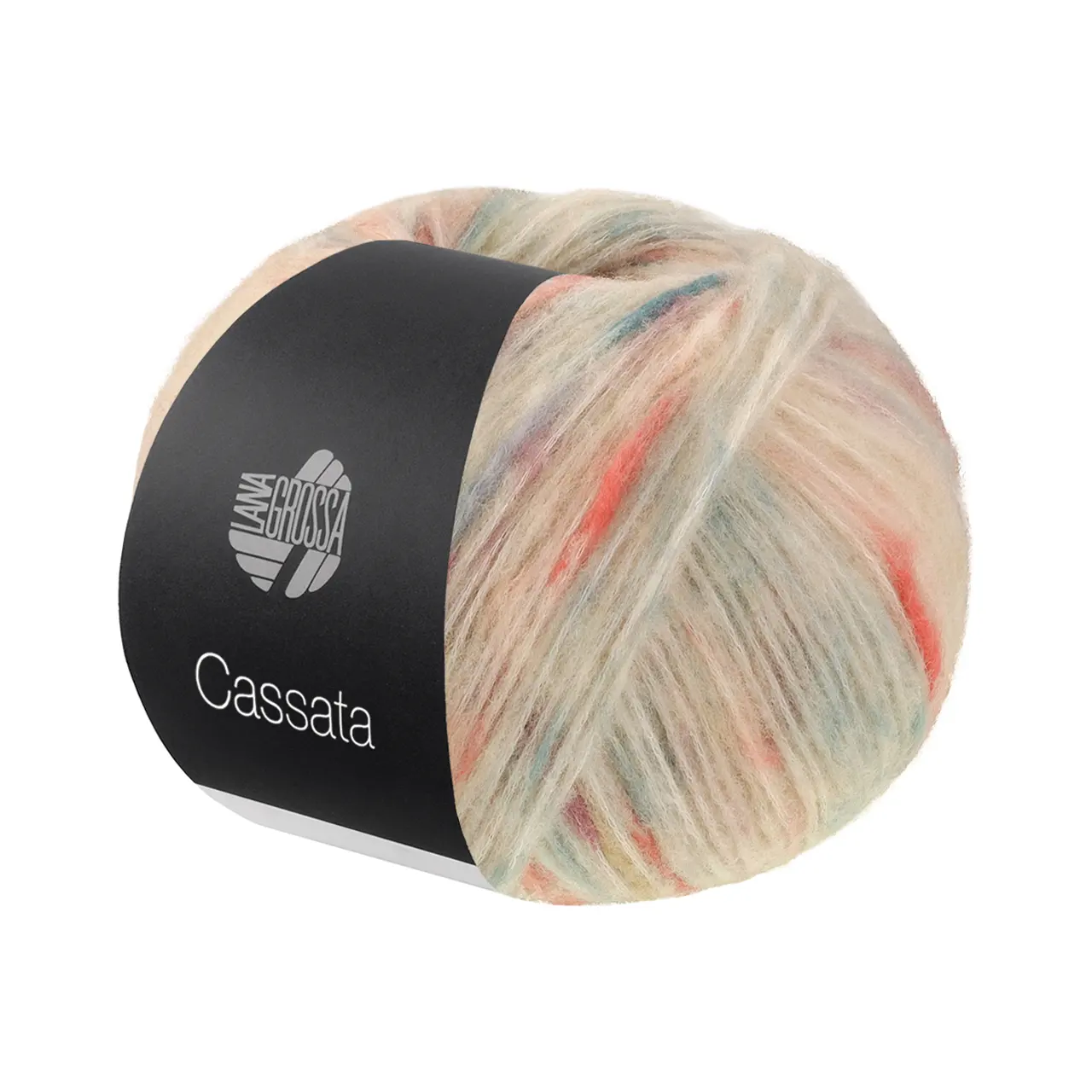 Cassata 14 Creme/Jade/Petrol/Zartgrau/Terrakotta von Lana Grossa. Flauschiges Effektgarn mit Merinofasern und bunten Farbspots aus Baumwolle.