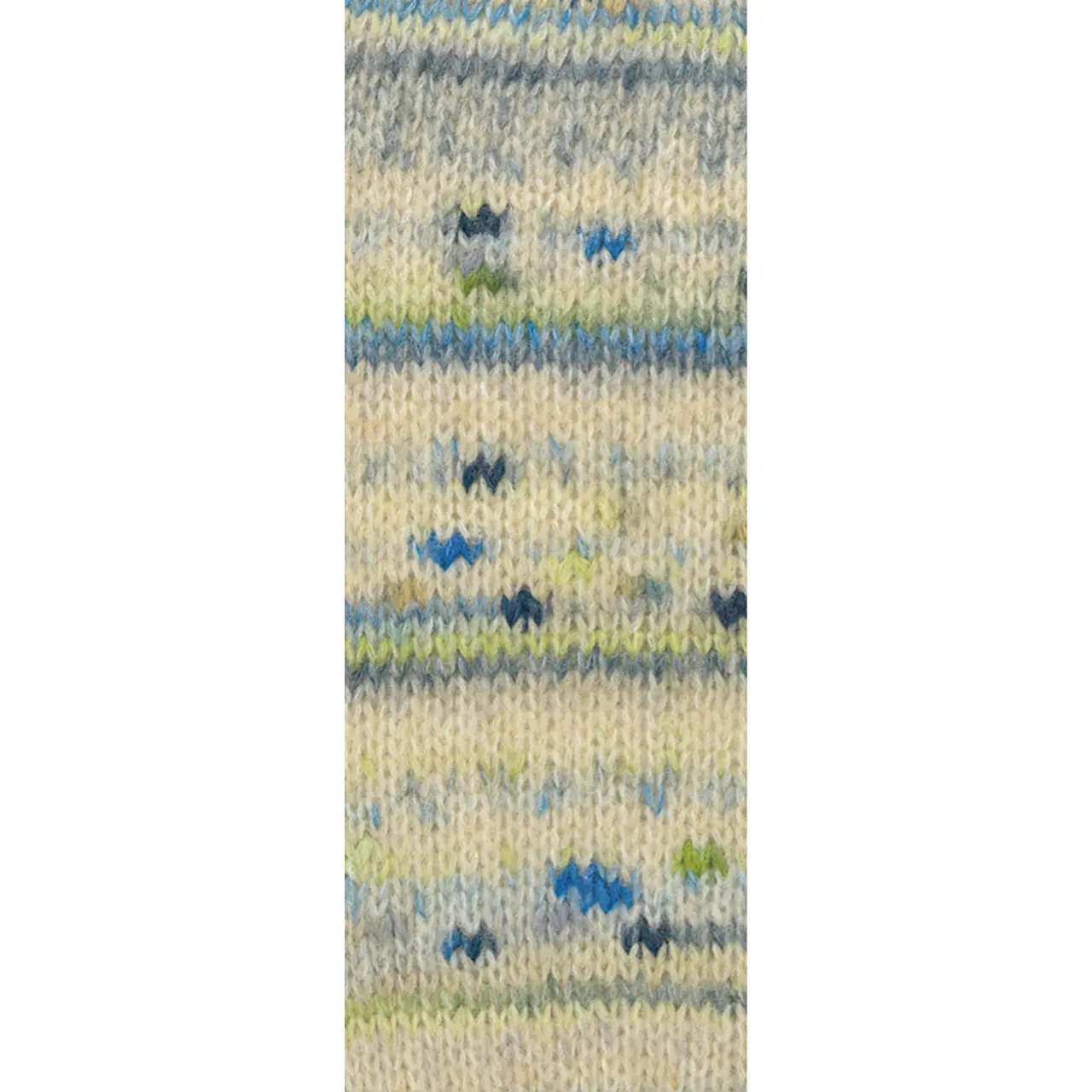 Cassata 15 Blassgelb/Mai-/Graugrün/Blau/Sandgelb von Lana Grossa. Flauschiges Effektgarn mit Merinofasern und bunten Farbspots aus Baumwolle.