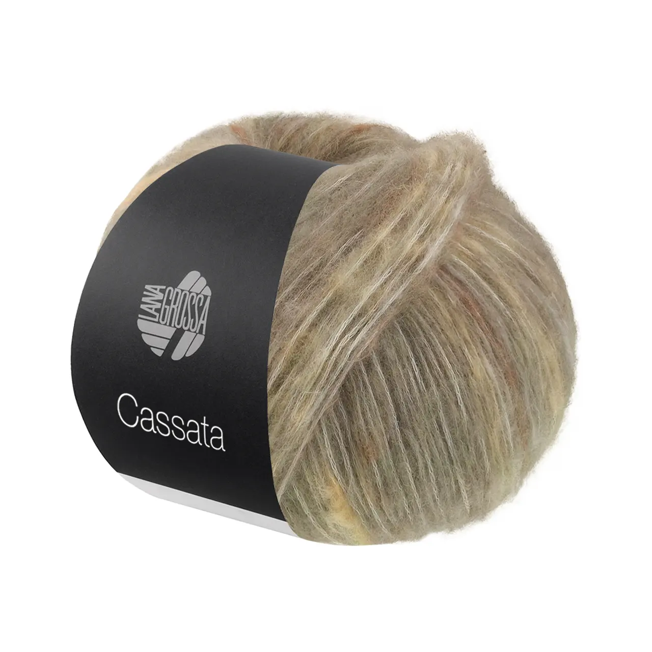 Cassata 17 Grüngrau/Pfirsich/Nougat/Lichtgrau von Lana Grossa. Flauschiges Effektgarn mit Merinofasern und bunten Farbspots aus Baumwolle.