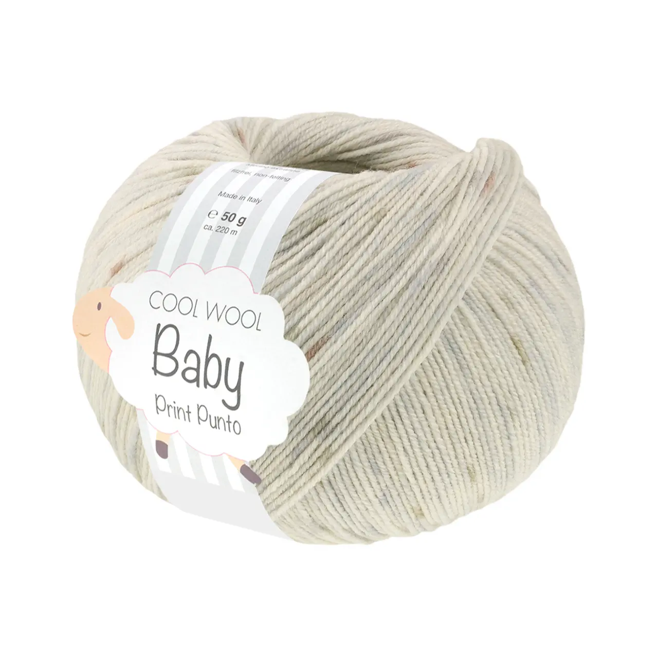 Cool Wool Baby Print 376 Silbergrau/Taupe/Hellgrau von Lana Grossa. 100% Schurwolle Merino filzfrei