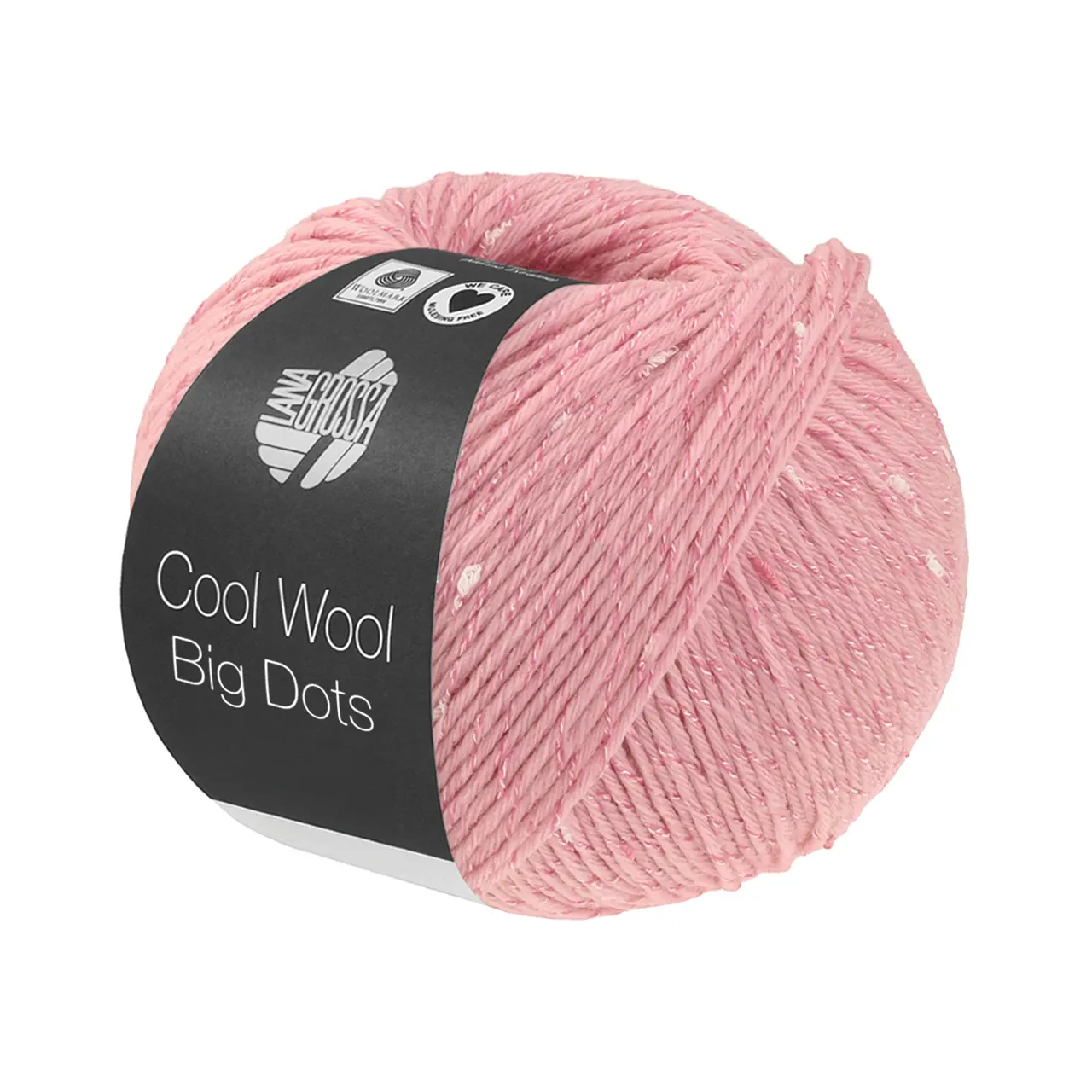 Cool Wool Big Dots 106 Rosa von Lana Grossa. Merinoklassiker mit effektvollen Tweednoppen
