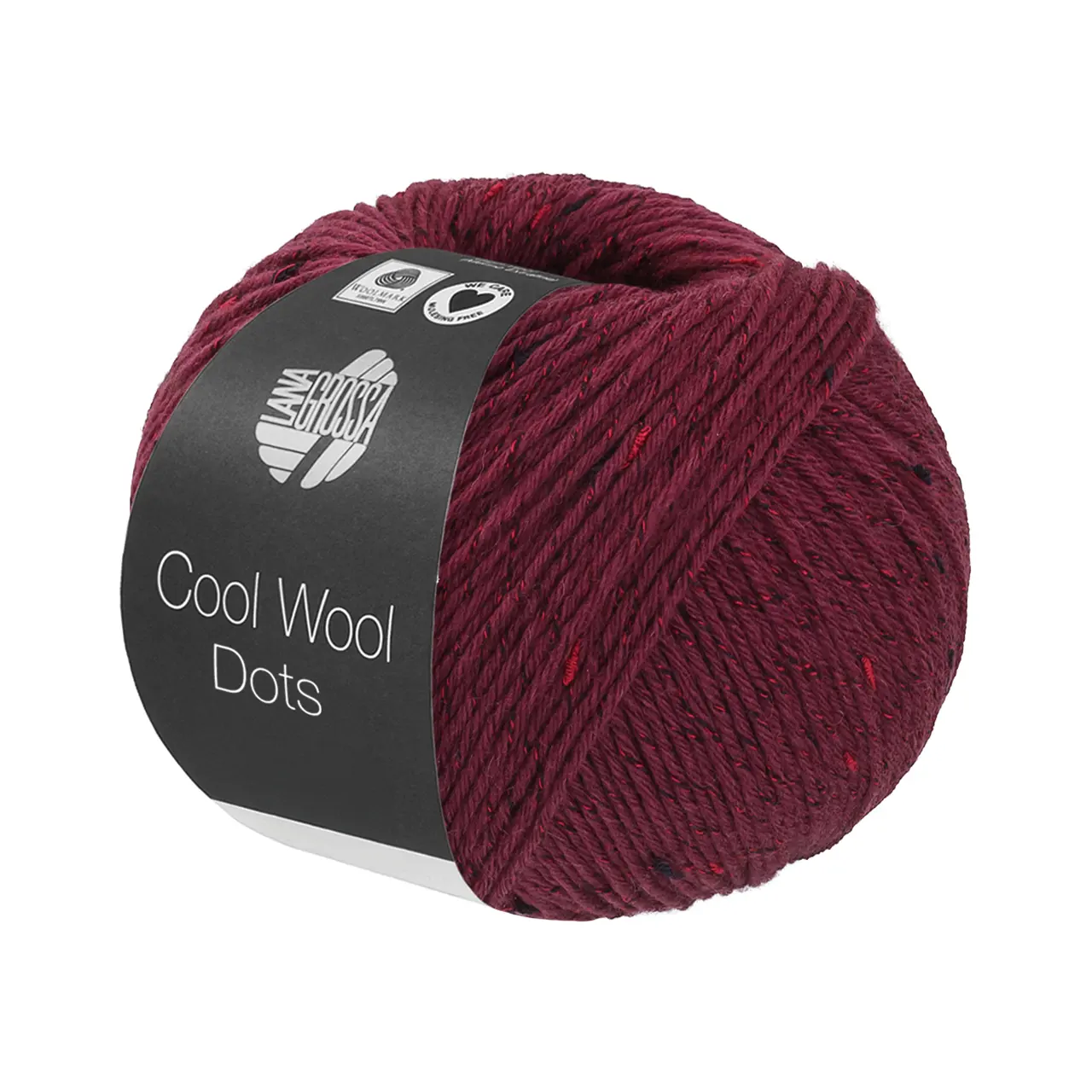 Cool Wool Dots 4 Burgund von Lana Grossa. Merinoklassiker mit effektvollen Tweednoppen