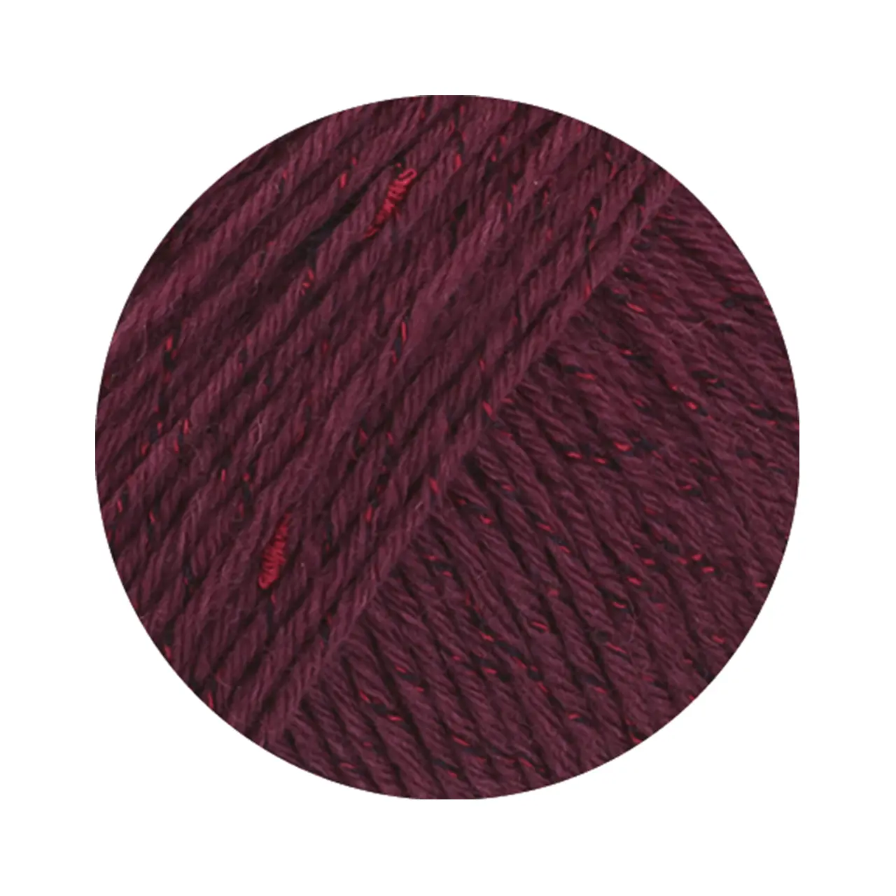 Cool Wool Dots 4 Burgund von Lana Grossa. Merinoklassiker mit effektvollen Tweednoppen