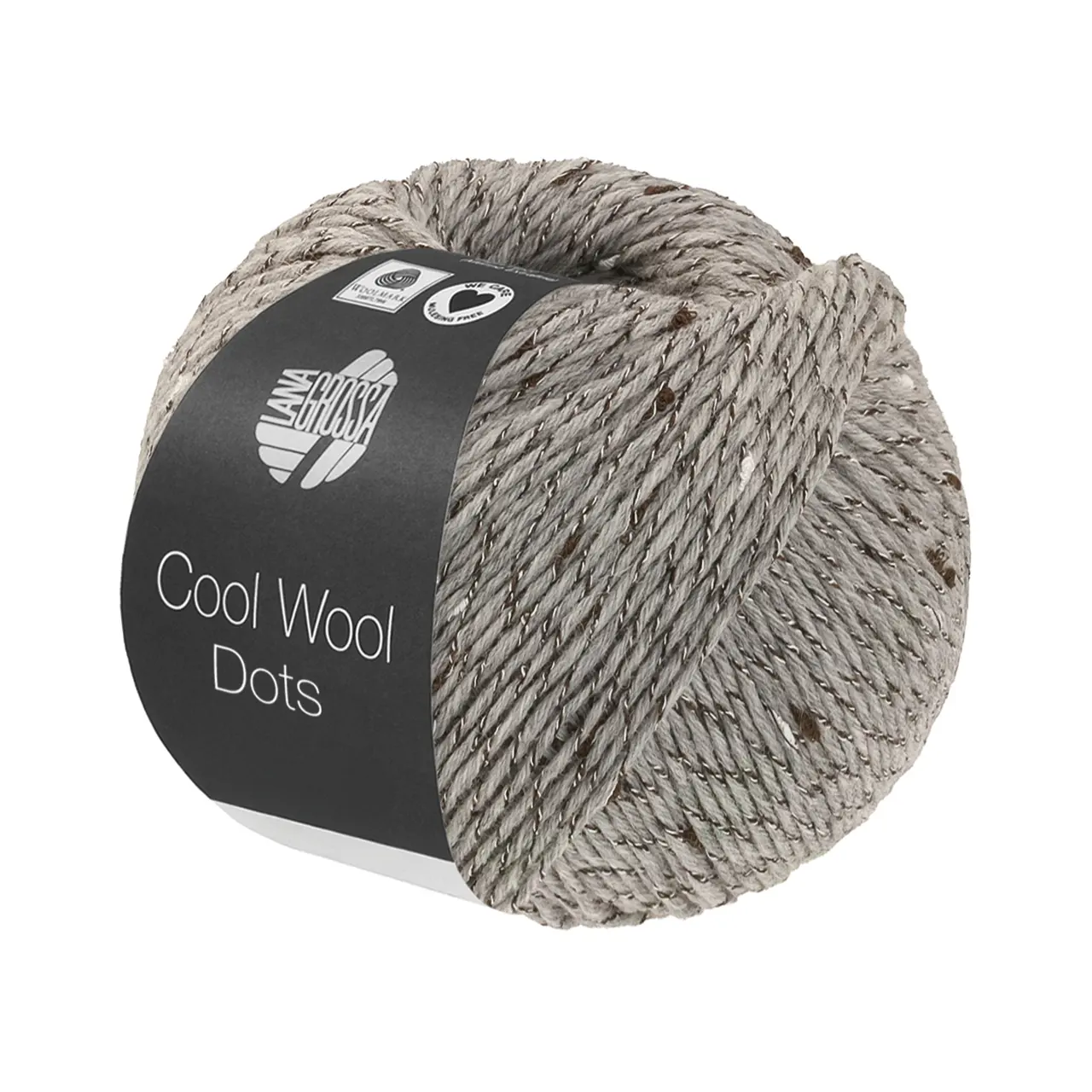 Cool Wool Dots 9 Hellgrau von Lana Grossa. Merinoklassiker mit effektvollen Tweednoppen