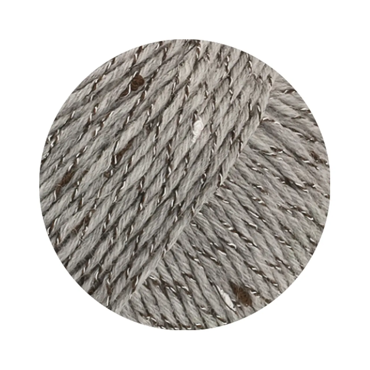 Cool Wool Dots 9 Hellgrau von Lana Grossa. Merinoklassiker mit effektvollen Tweednoppen
