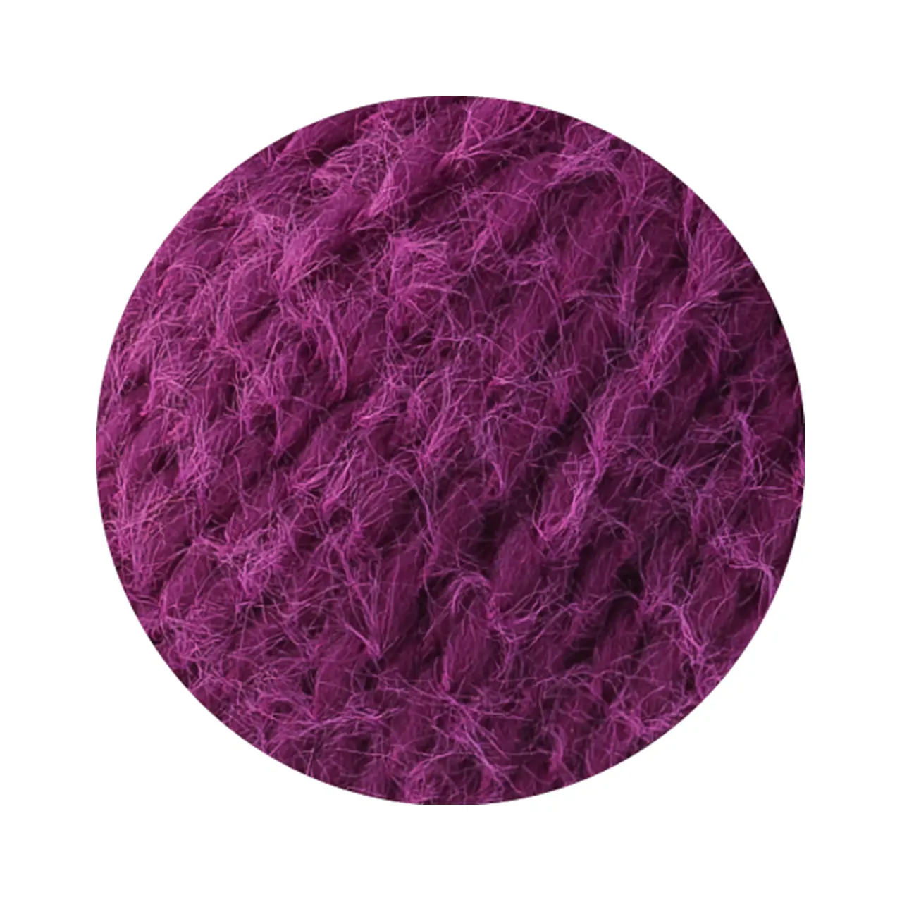 Cosi 12 Dunkelfuchsia von Lana Grossa. Weiches Merino-Dochtgarn locker verzwirnt mit einem kurzflorigen Effektgarn