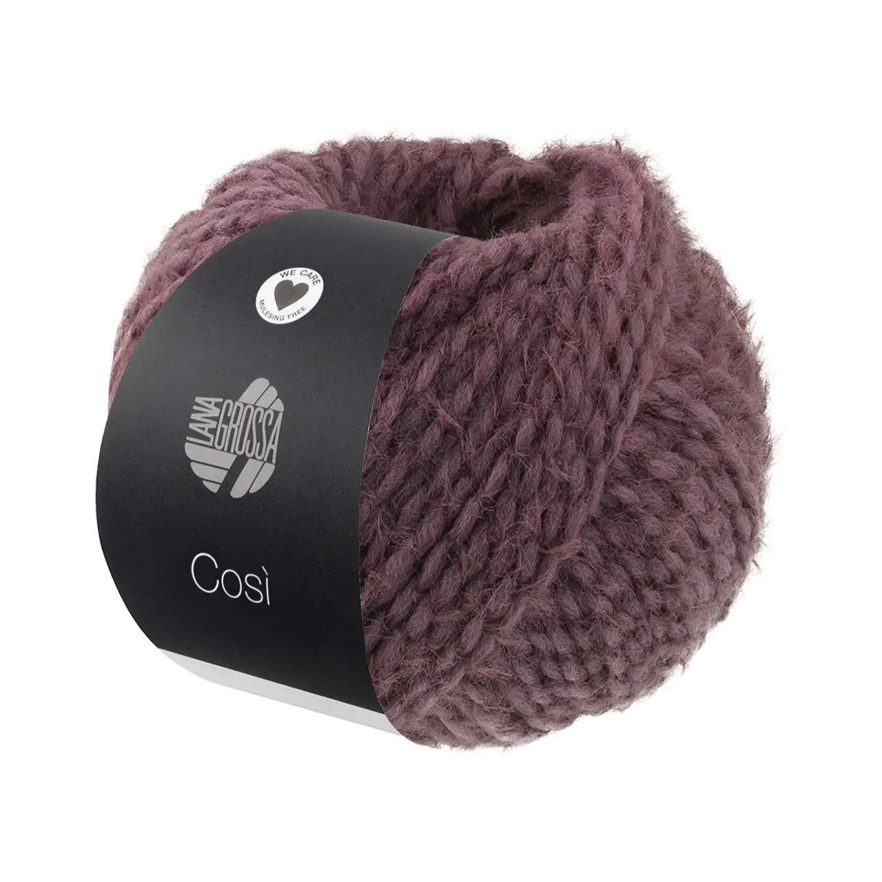 Cosi 13 Antikviolett von Lana Grossa. Weiches Merino-Dochtgarn locker verzwirnt mit einem kurzflorigen Effektgarn