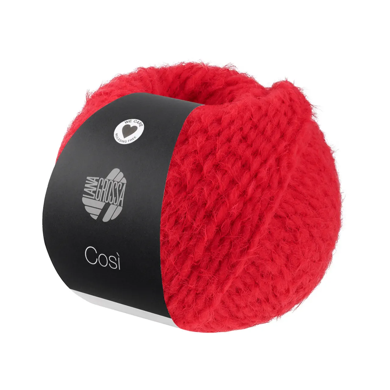 Cosi 15 Rot von Lana Grossa. Weiches Merino-Dochtgarn locker verzwirnt mit einem kurzflorigen Effektgarn