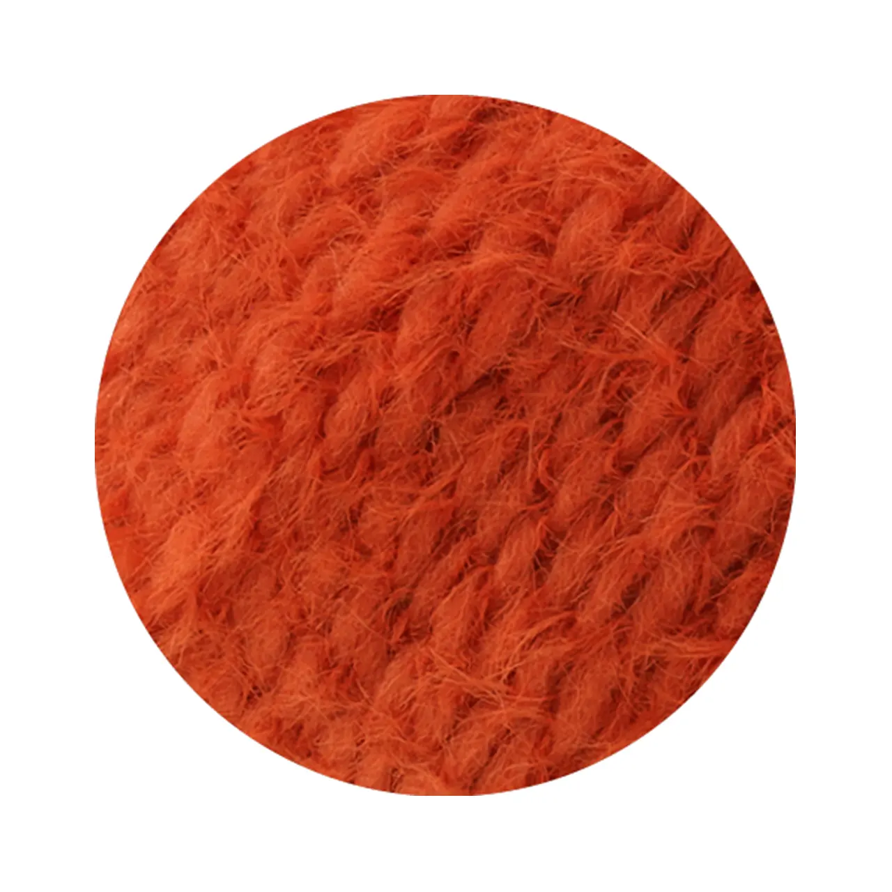 Cosi 16 Dunkelorange von Lana Grossa. Weiches Merino-Dochtgarn locker verzwirnt mit einem kurzflorigen Effektgarn