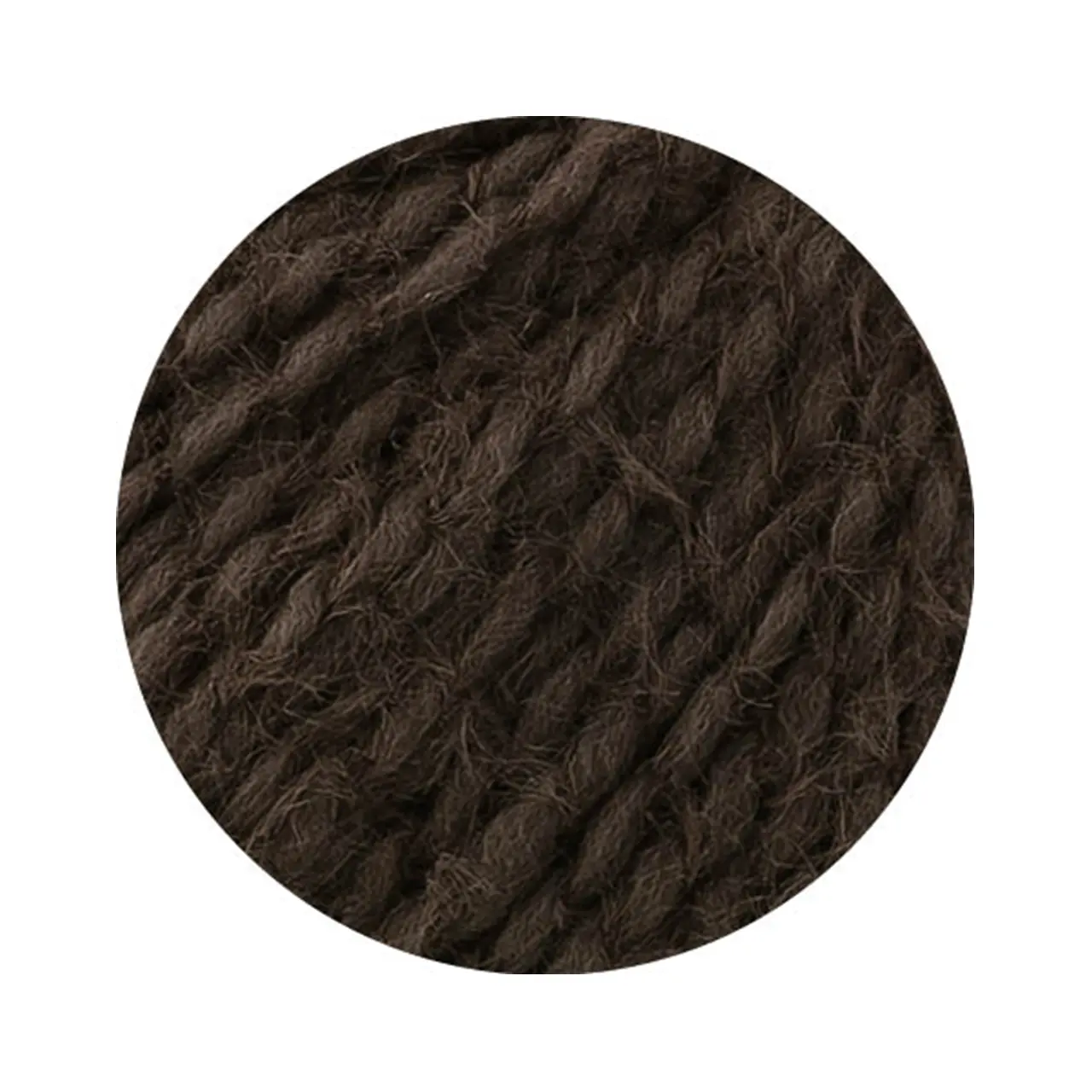 Cosi 17 Dunkelbraun von Lana Grossa. Weiches Merino-Dochtgarn locker verzwirnt mit einem kurzflorigen Effektgarn