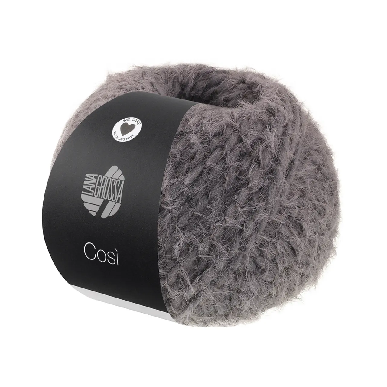 Cosi 3 Dunkelgrau von Lana Grossa. Weiches Merino-Dochtgarn locker verzwirnt mit einem kurzflorigen Effektgarn