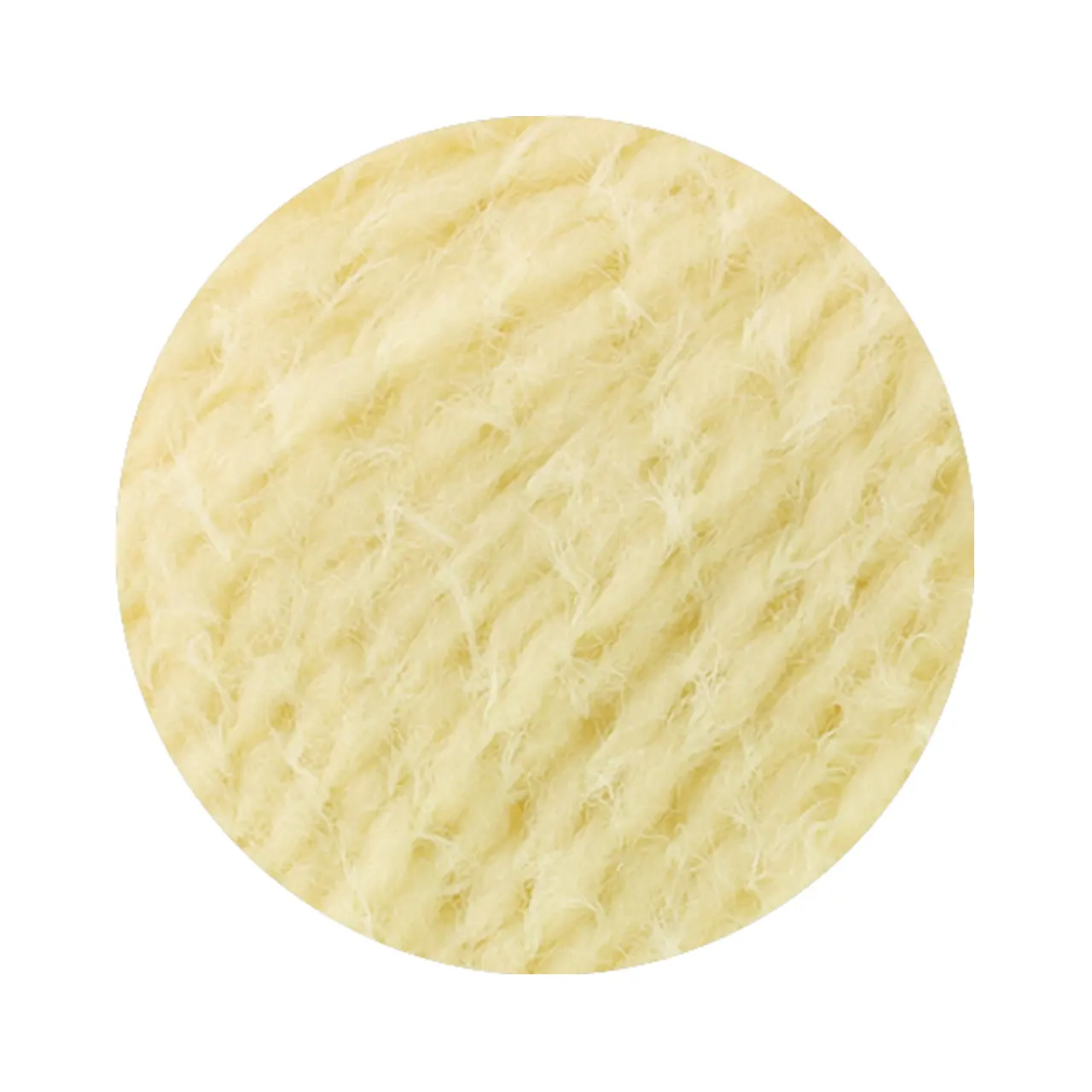Cosi 9 Zartgelb von Lana Grossa. Weiches Merino-Dochtgarn locker verzwirnt mit einem kurzflorigen Effektgarn