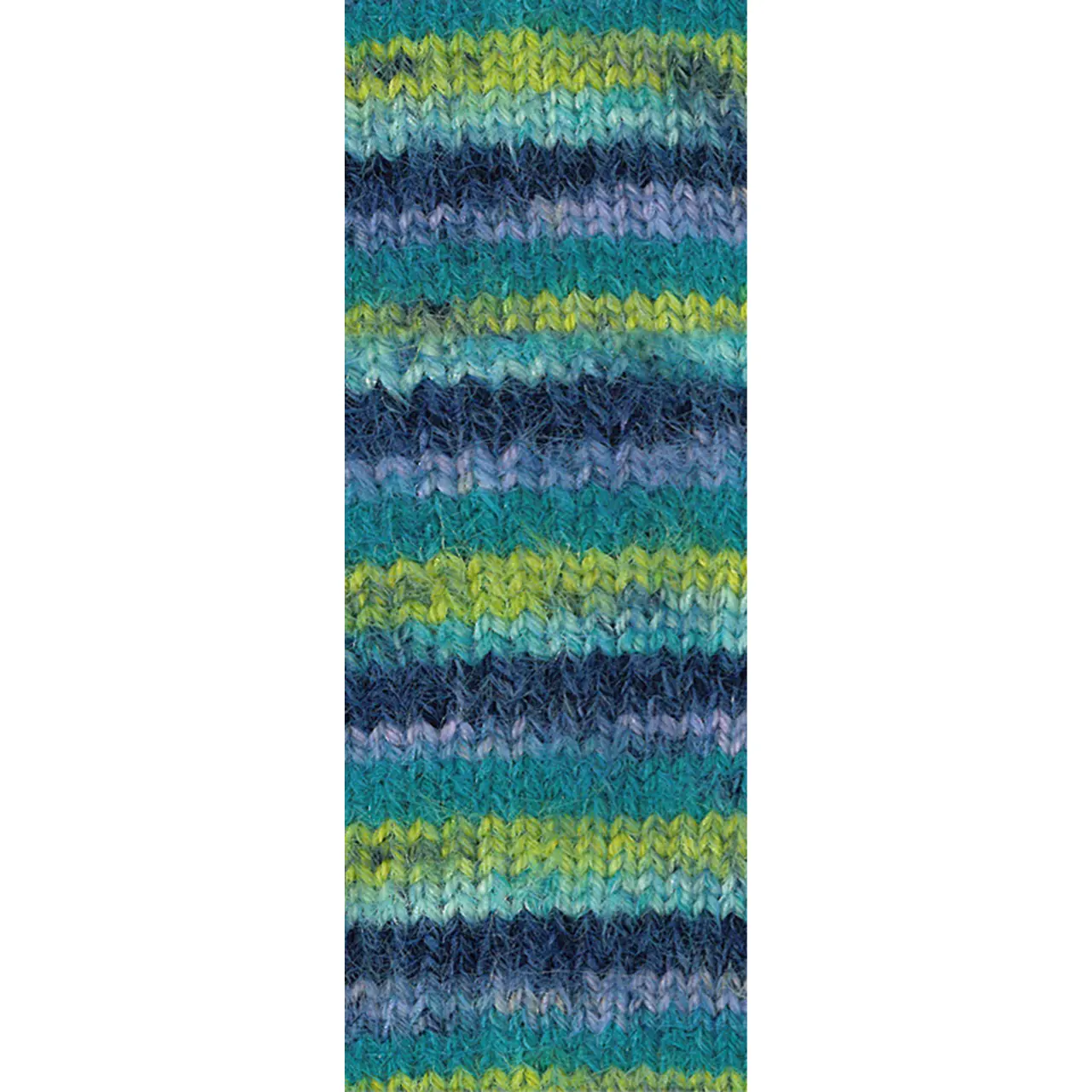 Cosy Socks Multi Stripes 157 Lavendel/Petrol/Maigrün/Türkis/Nachtblau von Lana Grossa. Flauschiges Sockengarn mit Merinowolle mit besonderem Druckeffekt waschmaschinenfest á
