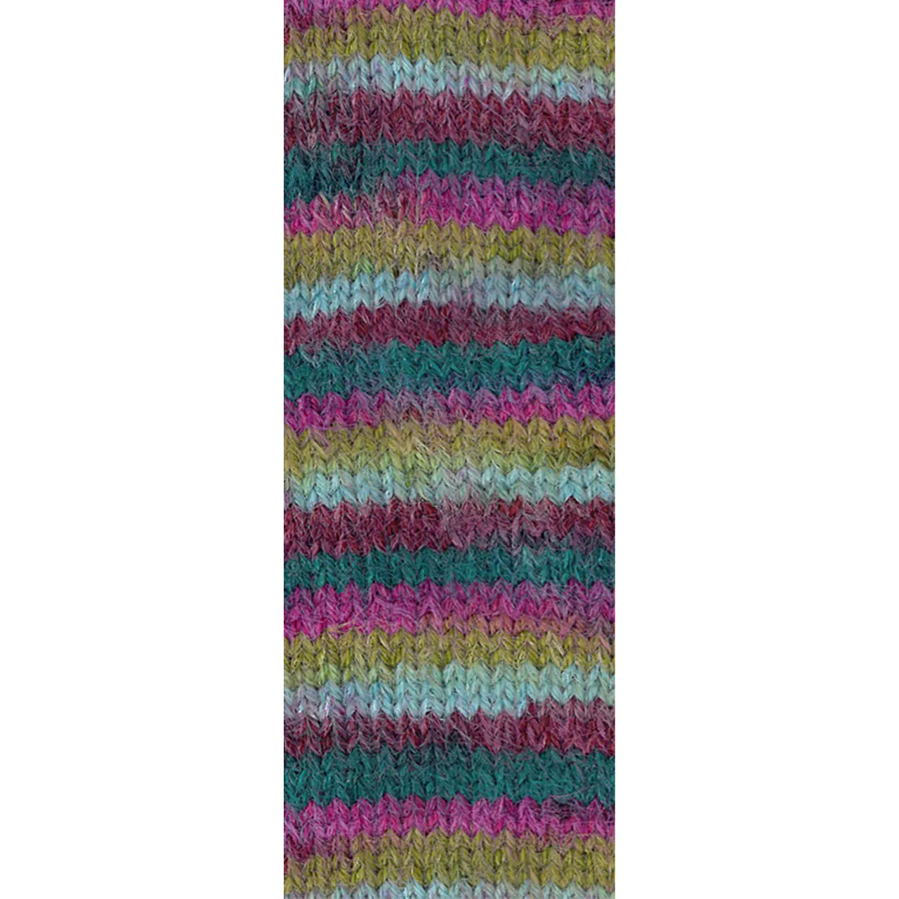 Cosy Socks Multi Stripes 158 Petrol/Dunkelfuchsia/Oliv/Minttürkis/Dunkelrot von Lana Grossa. Flauschiges Sockengarn mit Merinowolle mit besonderem Druckeffekt waschmaschinenfest á