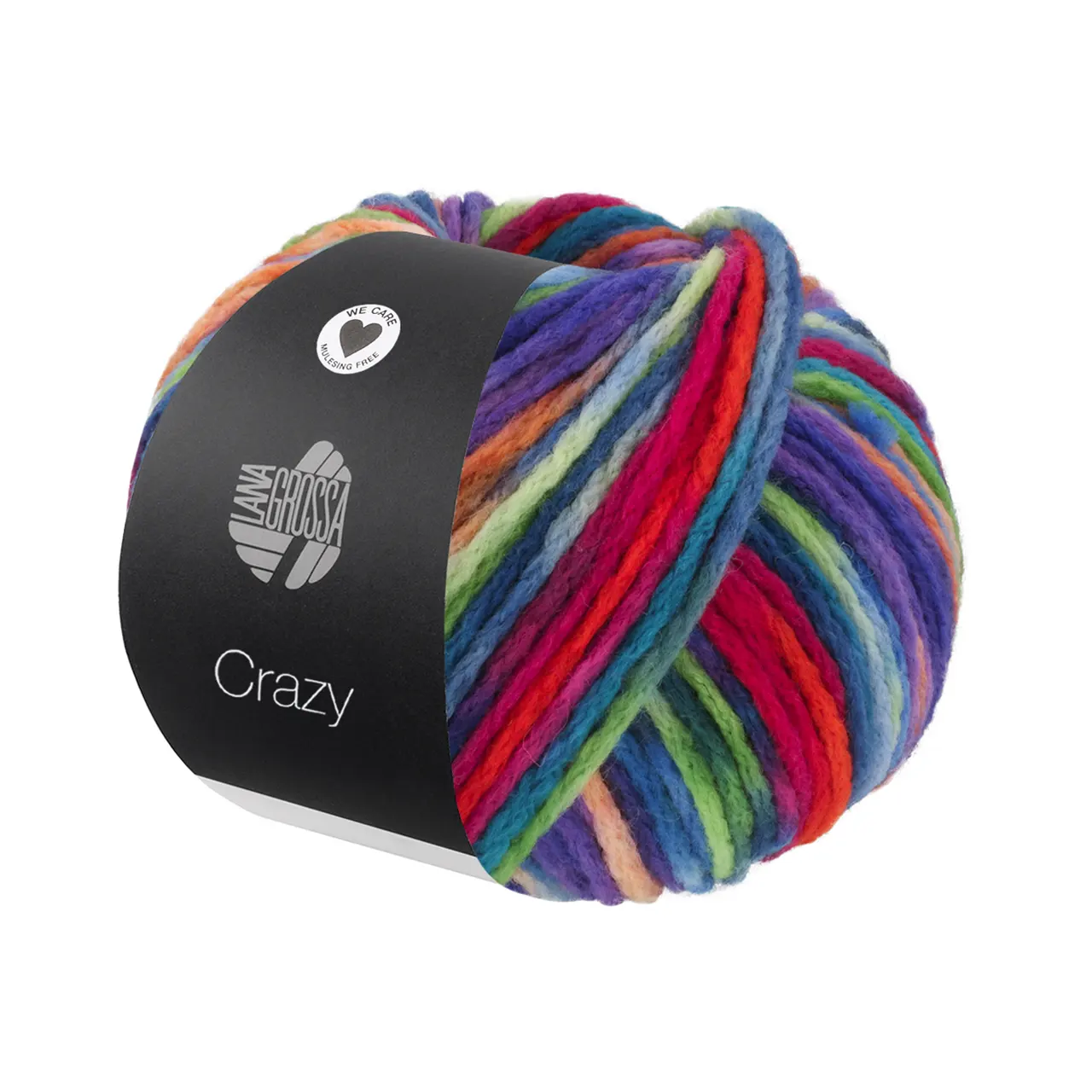 Crazy 5 Zart-/Lindgrün/Petrol/Dunkel-/Graublau/Royal/Rost von Lana Grossa. Voluminöses bunt bedrucktes Kettengarn aus Schurwolle (Merino)
