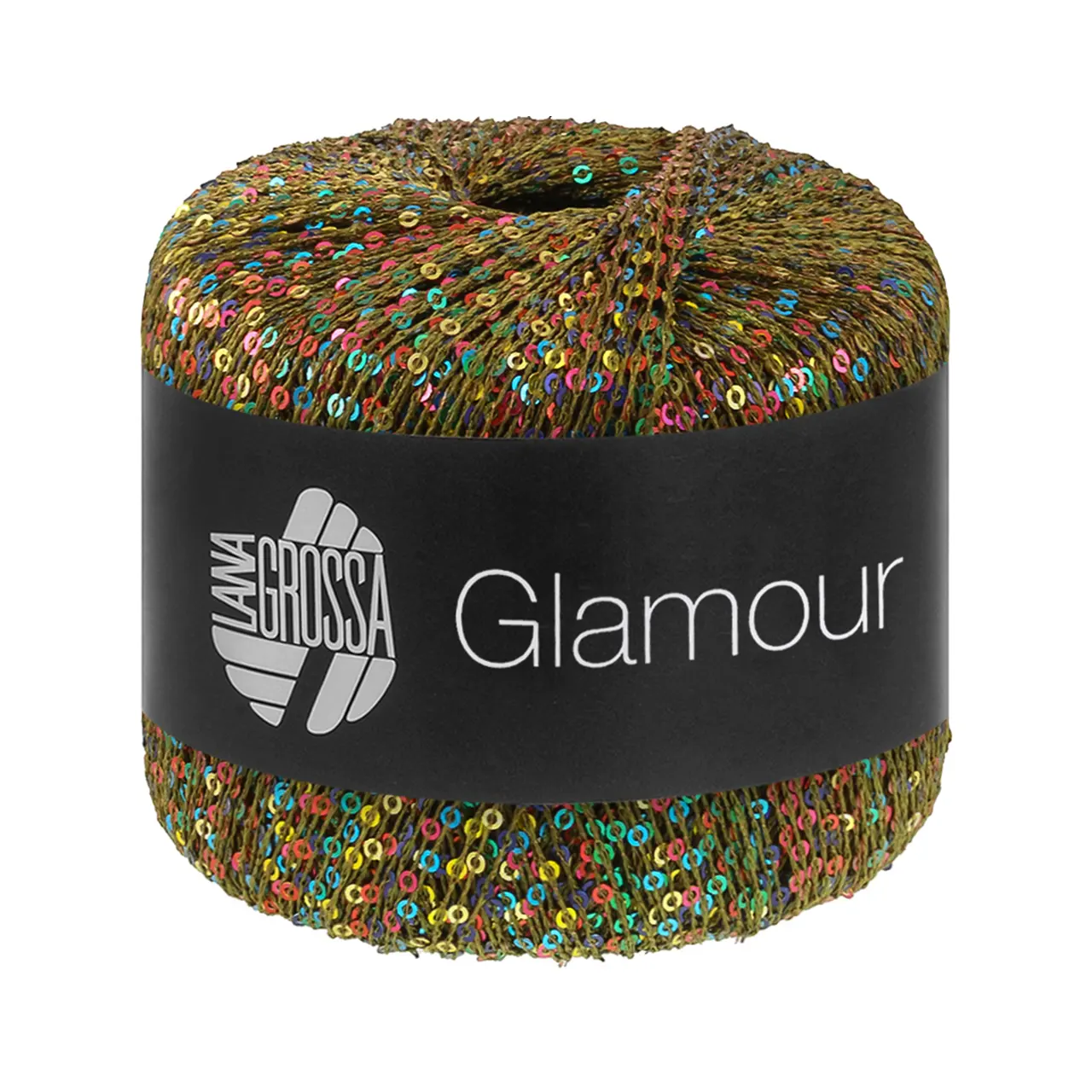 Glamour Multicolor 106 Oliv von Lana Grossa. Beilaufgarn mit Pailletten