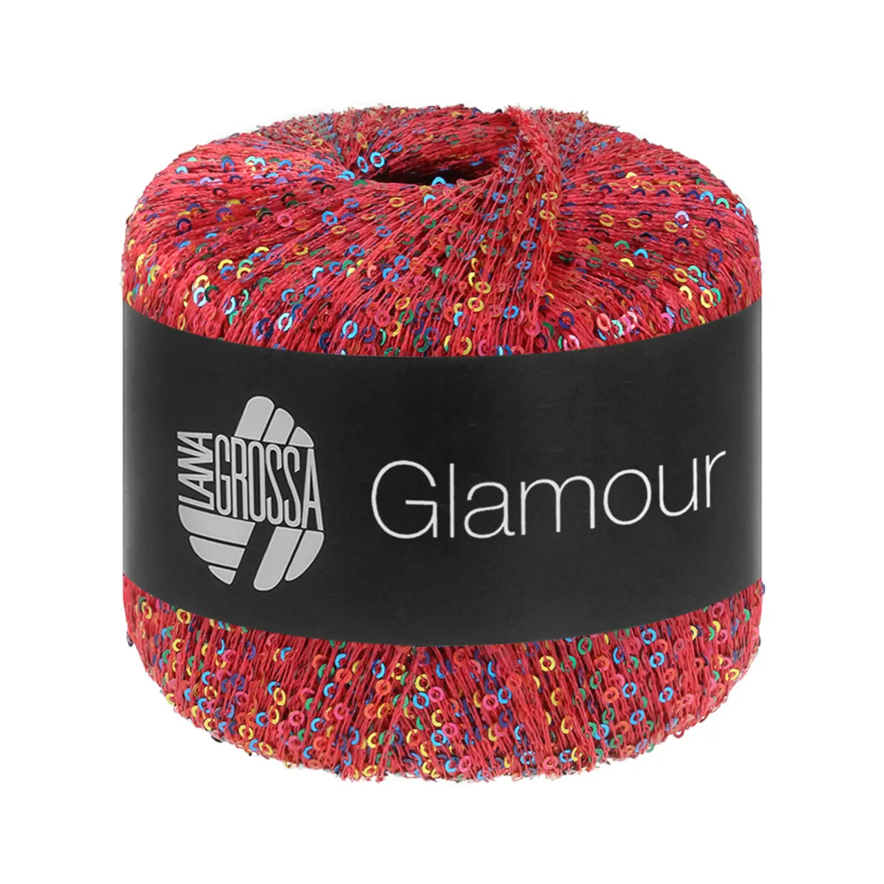 Glamour Multicolor 112 Hellrot von Lana Grossa. Beilaufgarn mit Pailletten