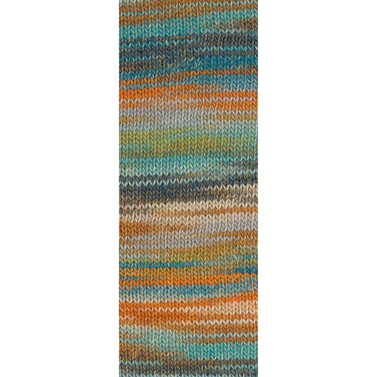 Gomitolo Disegno 522 Oliv/Beige/Ocker/Dunkel-/Hellgrau/Türkis/Orange/Mint von Lana Grossa. Dochtgarn mit Farbverlauf