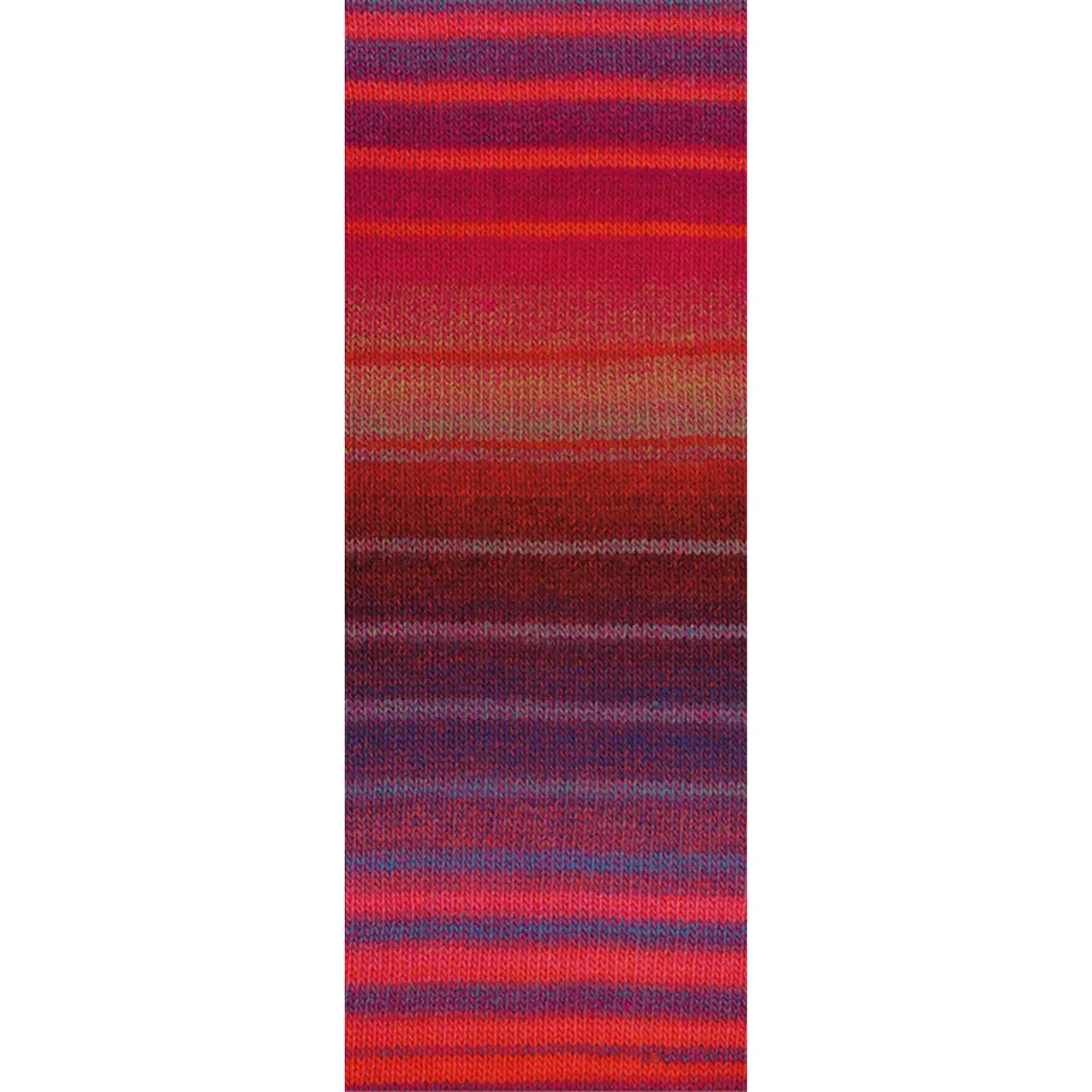 Gomitolo Modo 626 Feuerrot/Rot/Dunkelrot/Blaurot/Burgund/Beigerot/Dunkelblau/Graurot von Lana Grossa. Dochtgarn mit Farbverlauf