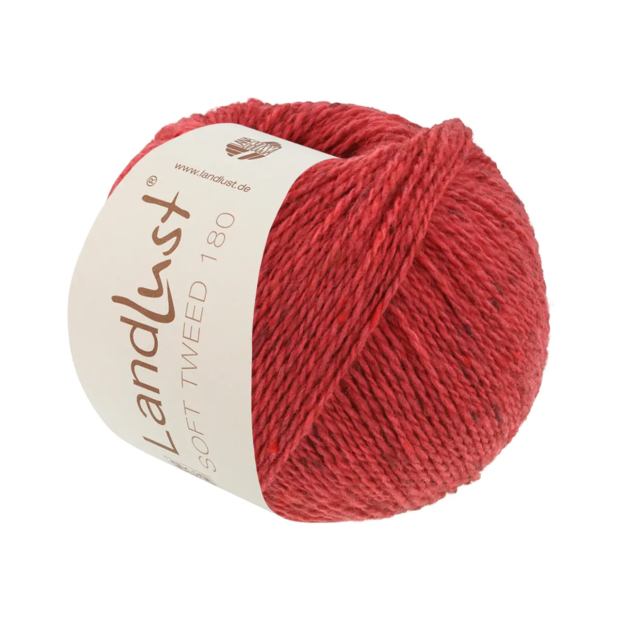 Landlust Soft Tweed 180 132 Erdbeerrot Meliert von Lana Grossa. Klassisch verzwirntes Tweedgarn aus Schurwolle mit mehrfarbigen Noppen