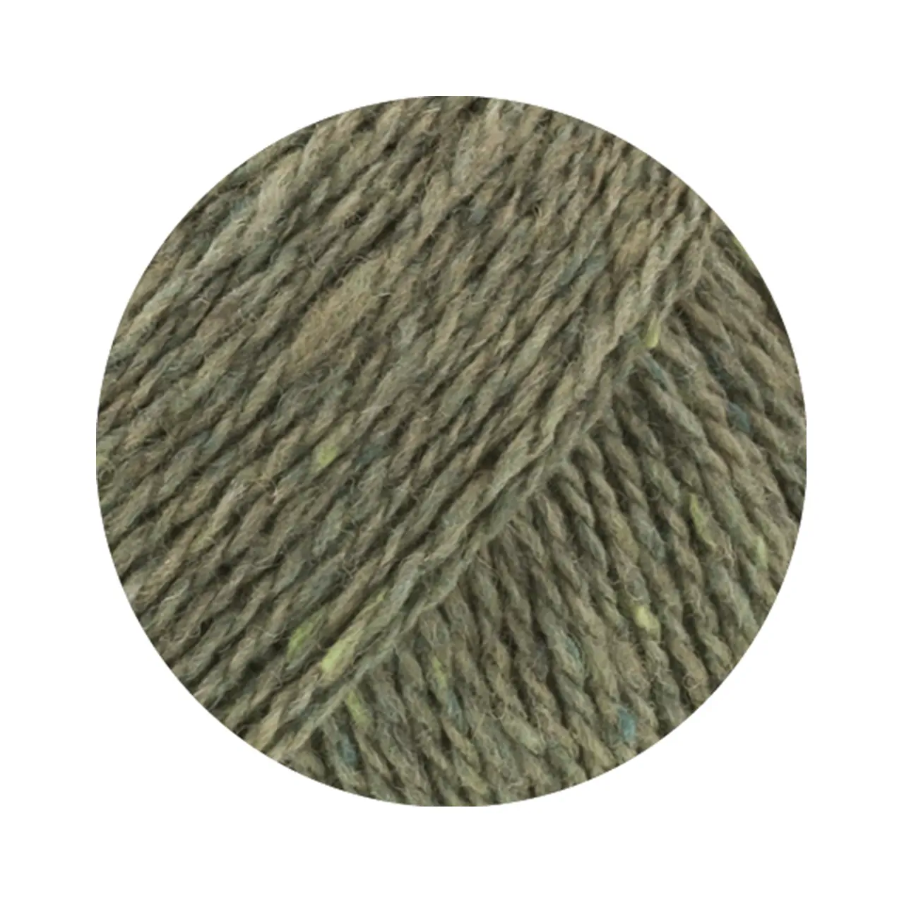 Landlust Soft Tweed 180 135 Salbeigrün Meliert von Lana Grossa. Klassisch verzwirntes Tweedgarn aus Schurwolle mit mehrfarbigen Noppen