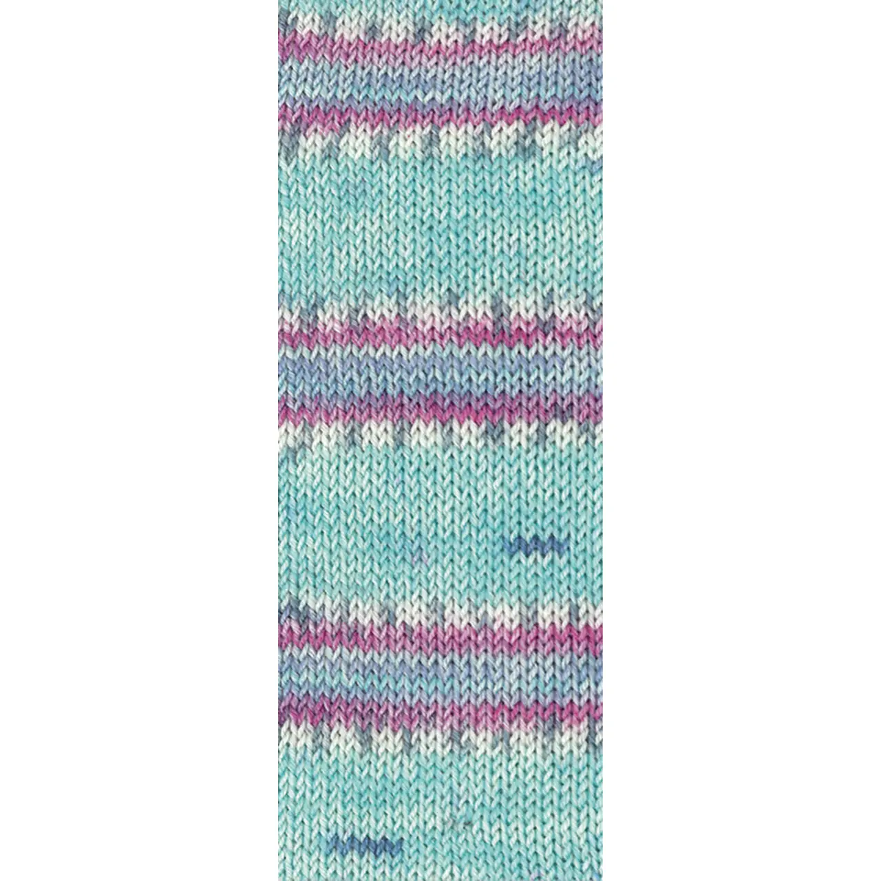 Meilenweit 100 Cashmere Pista 142 Mint/Türkis/Weiß/Grau/Hellblau/Fuchsia Gestreift von Lana Grossa.