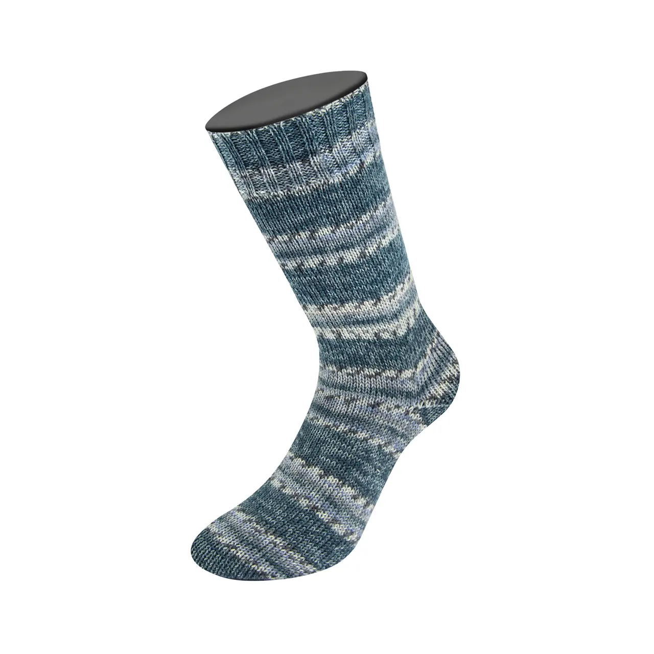 Meilenweit 100 Cashmere Pista 143 Stahl-/Dunkel-/Hell-/Mausgrau/Pastellblau Gestreift von Lana Grossa.