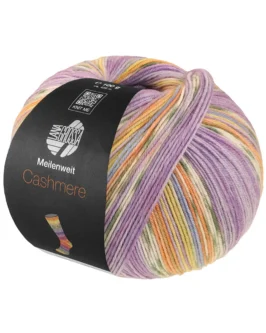 <span class="yarn-title">Meilenweit 100 Cashmere Pista</span> <span class="yarn-color">145 Lila/<wbr>Violett/<wbr>Weiß/<wbr>Graugrün/<wbr>Orange/<wbr>Himmelblau/<wbr>Zitrusgelb Gestreift</span>