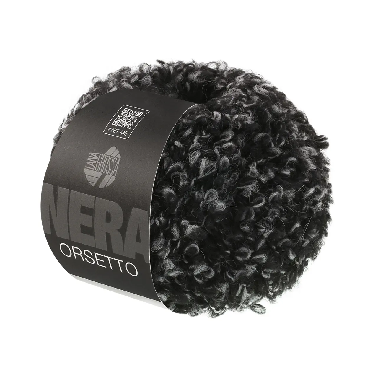 Orsetto 106 Schwarz/Grau von Lana Grossa. Weiches Bouclé-Garn aus Alpaka- und Merinofasern