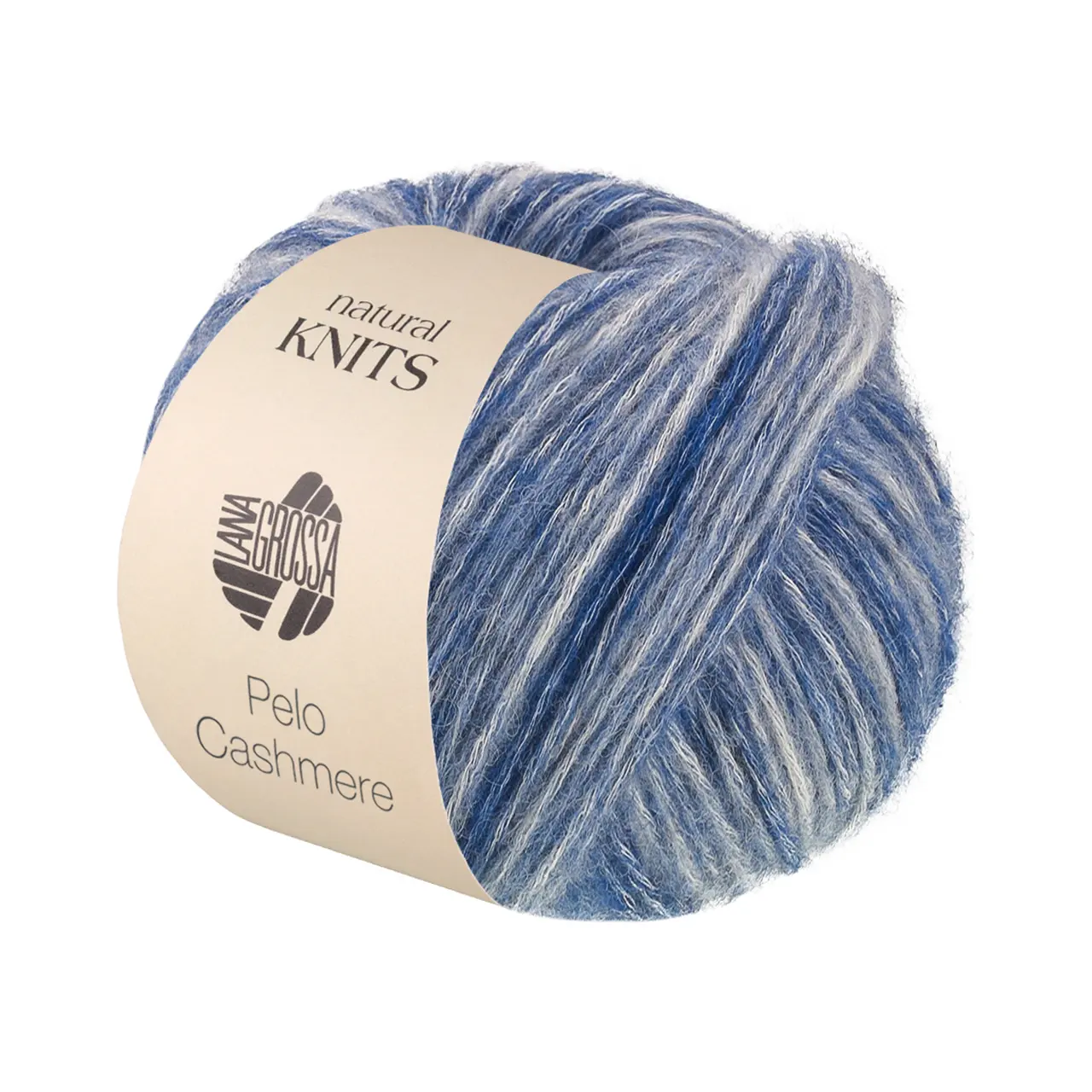 Pelo Cashmere 10 Dunkelblau/Rohweiß von Lana Grossa. Flauschige Netzgarnstruktur aus Baumwolle gefüllt mit Cashmere & Baby-Alpakafasern