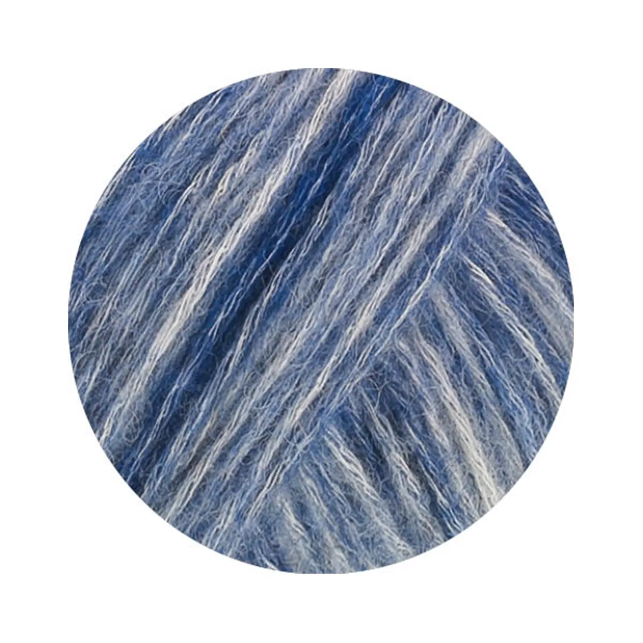 Pelo Cashmere 10 Dunkelblau/Rohweiß von Lana Grossa. Flauschige Netzgarnstruktur aus Baumwolle gefüllt mit Cashmere & Baby-Alpakafasern