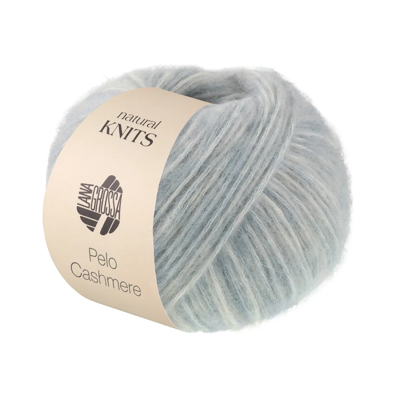 Pelo Cashmere 11 Hellblau/Rohweiß von Lana Grossa. Flauschige Netzgarnstruktur aus Baumwolle gefüllt mit Cashmere & Baby-Alpakafasern