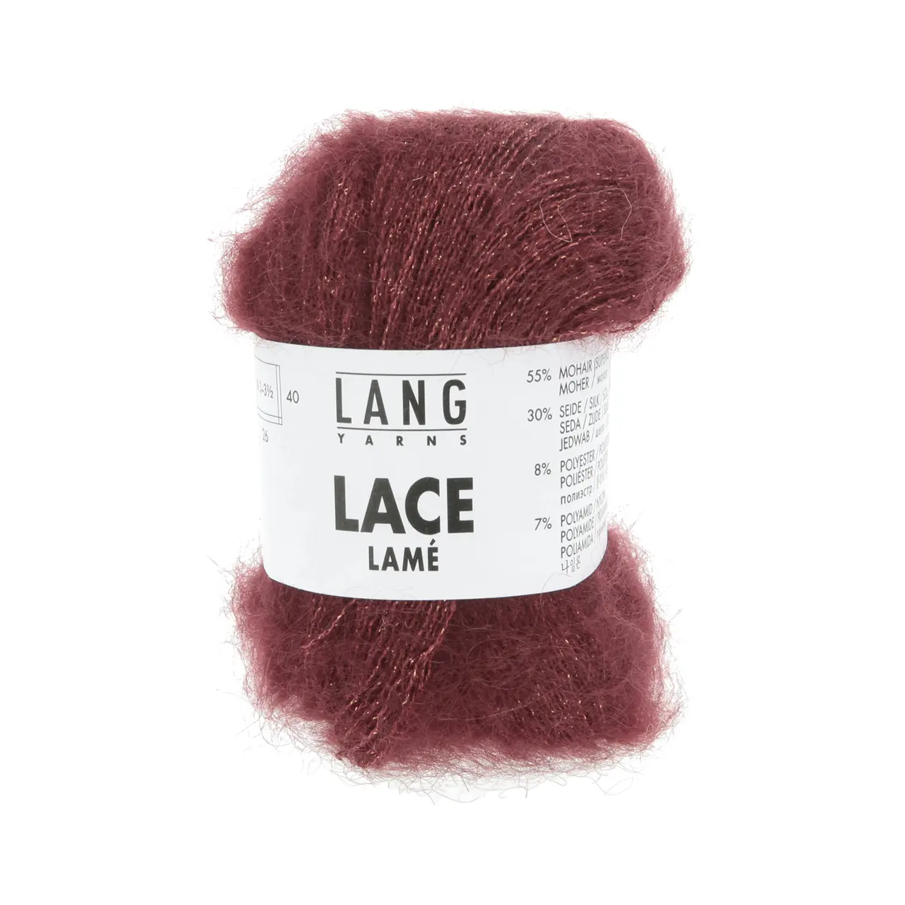 Lace Lamé 62 Weinrot von Lang Yarns. Wir haben uns auf die Suche nach dem feinsten und schönsten Mohair begeben. In Südafrika haben wir die hochwertigste Qualität gefunden. Diese wird bestimmt durch die Feinheit (Durchmesser)