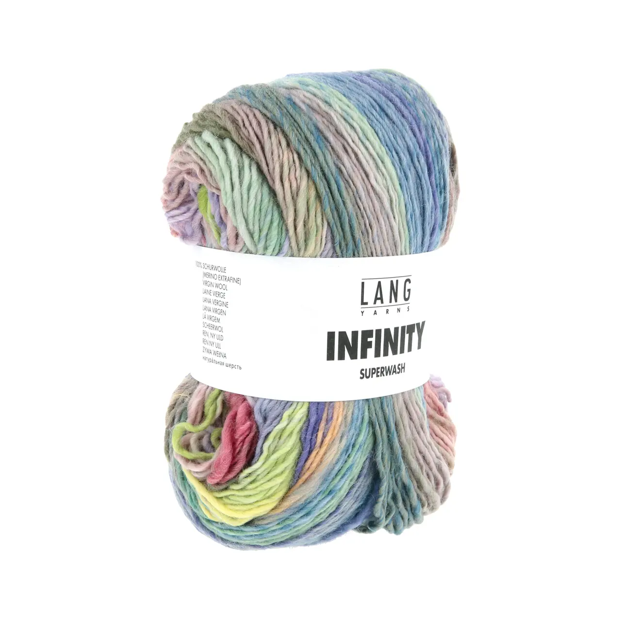 Infinity 6 Soft Sunrise von Lang Yarns. INFINITY ist ein Dochtgarn aus extrafeiner Merinowolle das durch seine einzigartige Farbgestaltung besticht. Jedes Knäuel wird so gefertigt dass kein sich wiederholendes Muster entsteht - zwar kommen immer wieder die gleichen Farben zum Einsatz jedoch in unregelmäßigen Abständen variierender Intensität und unterschiedlicher Reihenfolge.