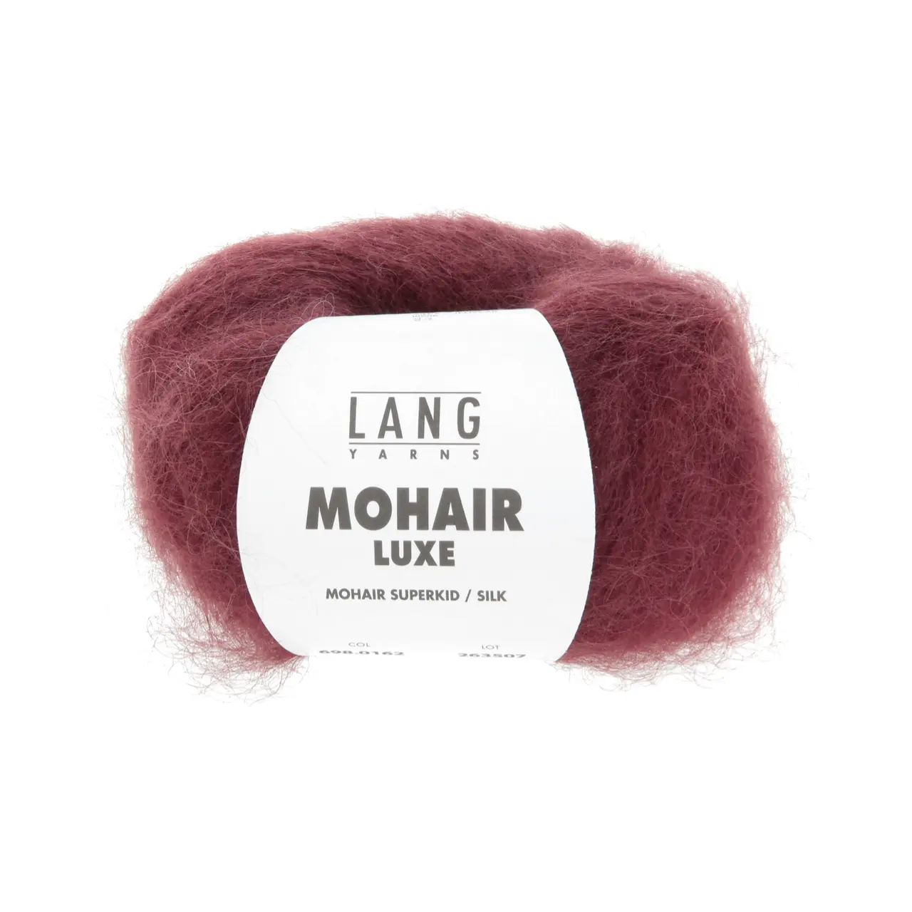 Mohair Luxe 162 Weinrot von Lang Yarns. Superkid-Mohair gemischt mit Seide - ein federleichtes Garn für modische Accessoires und mehr.