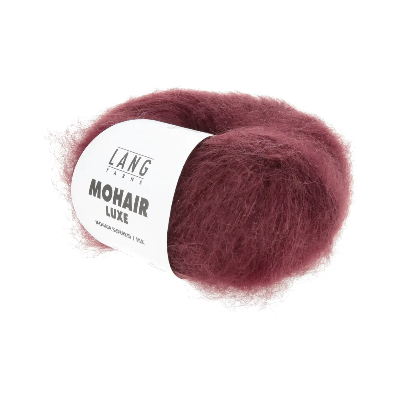 Mohair Luxe 162 Weinrot von Lang Yarns. Superkid-Mohair gemischt mit Seide - ein federleichtes Garn für modische Accessoires und mehr.