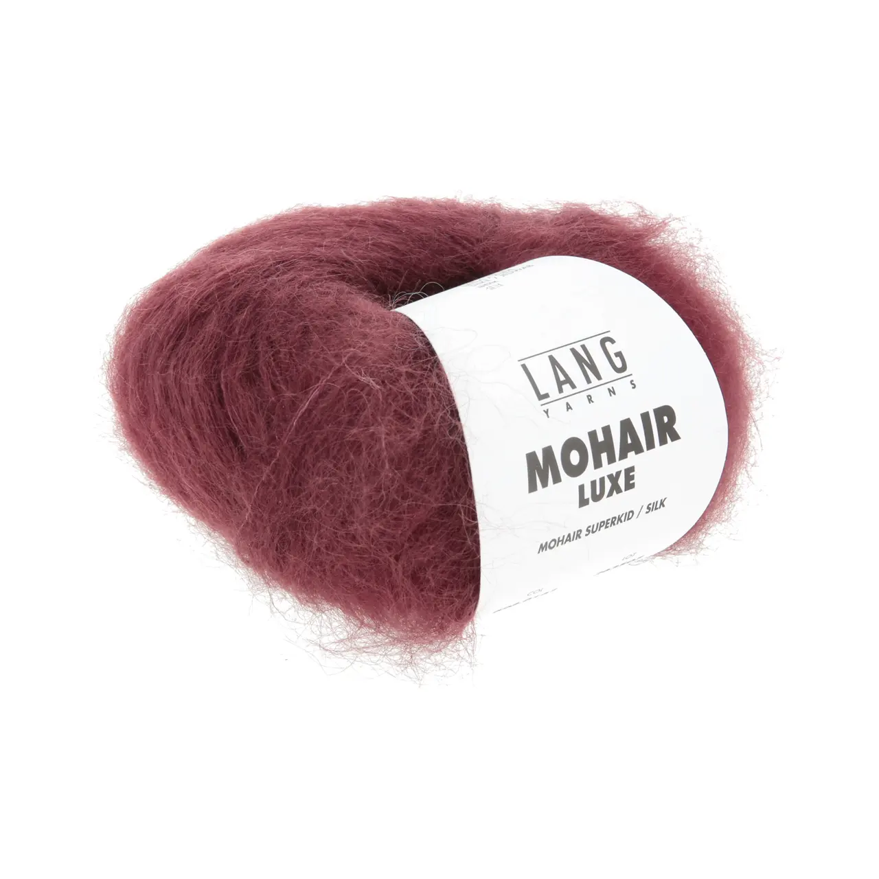 Mohair Luxe 162 Weinrot von Lang Yarns. Superkid-Mohair gemischt mit Seide - ein federleichtes Garn für modische Accessoires und mehr.