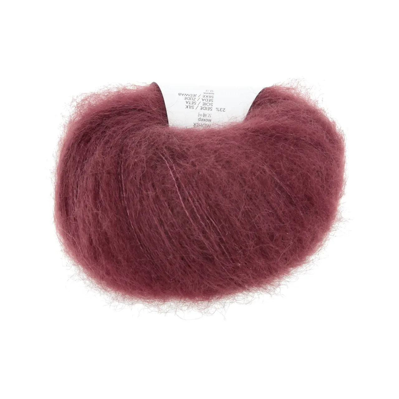 Mohair Luxe 162 Weinrot von Lang Yarns. Superkid-Mohair gemischt mit Seide - ein federleichtes Garn für modische Accessoires und mehr.