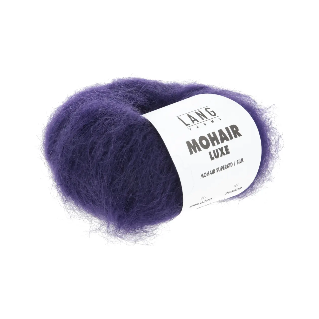 Mohair Luxe 290 Violett Royal von Lang Yarns. Superkid-Mohair gemischt mit Seide - ein federleichtes Garn für modische Accessoires und mehr.
