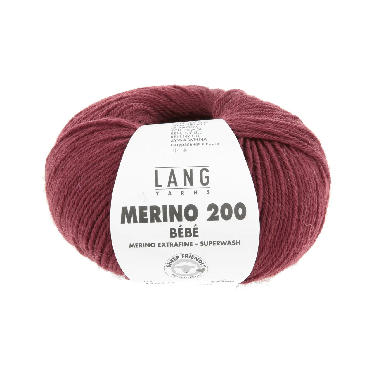 Merino 200 Bebe 361 Dunkelrot von Lang Yarns. Unsere Standard-Merinogarne werden aus feinster australischer Merinowolle gesponnen - selbstverständlich mulesingfrei. Rund 40 % der weltweiten Wolle stammen von Merinoschafen. Ihre Fasern haben eine besonders feine Kräuselung was ein elastisches und zugleich formbeständiges Garn ergibt. Die natürlichen Vorzüge von Schafwolle wie Temperaturausgleich Feuchtigkeitsregulierung und Geruchsneutralität sind bei Merino besonders ausgeprägt.