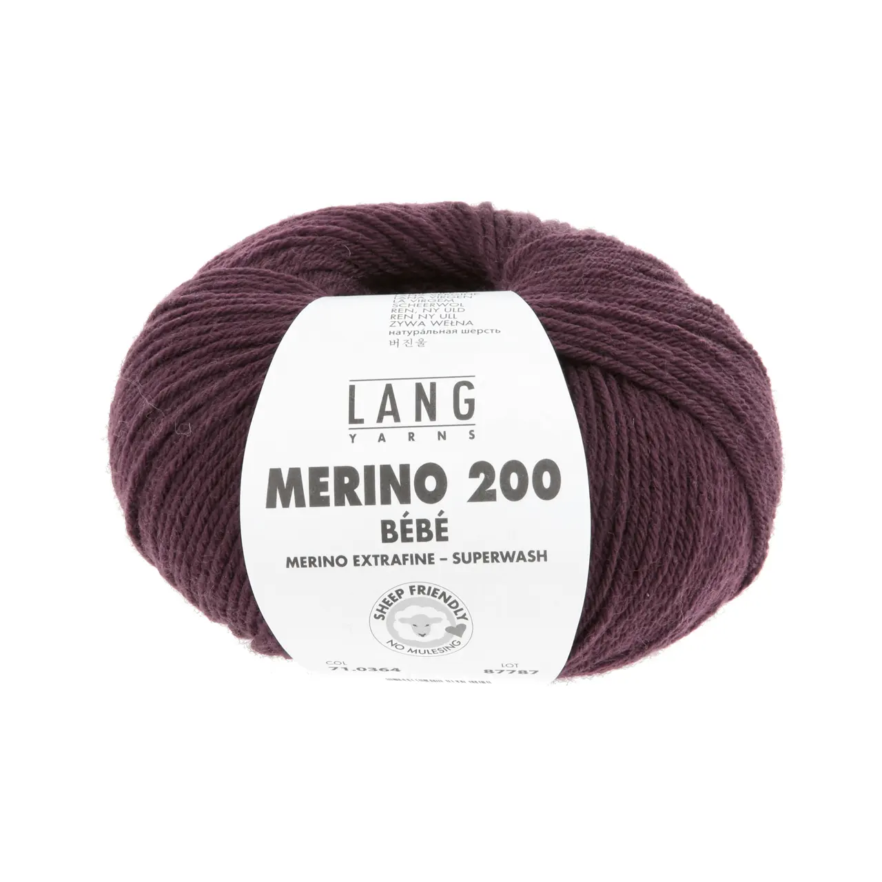 Merino 200 Bebe 364 Bordeaux von Lang Yarns. Unsere Standard-Merinogarne werden aus feinster australischer Merinowolle gesponnen - selbstverständlich mulesingfrei. Rund 40 % der weltweiten Wolle stammen von Merinoschafen. Ihre Fasern haben eine besonders feine Kräuselung was ein elastisches und zugleich formbeständiges Garn ergibt. Die natürlichen Vorzüge von Schafwolle wie Temperaturausgleich Feuchtigkeitsregulierung und Geruchsneutralität sind bei Merino besonders ausgeprägt.