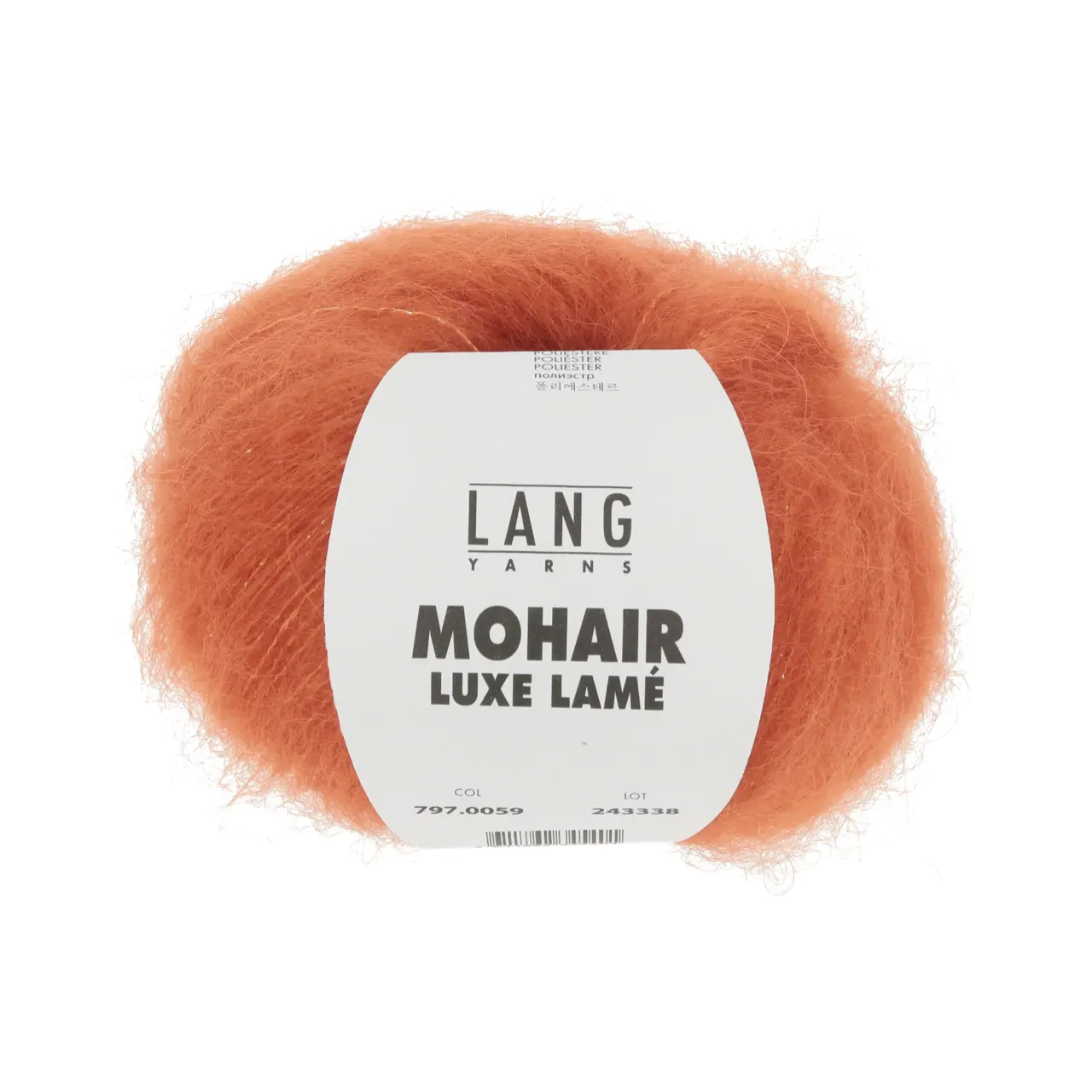 Mohair Luxe Lamé 59 Silber - Orange von Lang Yarns. Superkid-Mohair gemischt mit Seide - ein federleichtes Garn für modische Accessoires und mehr.
