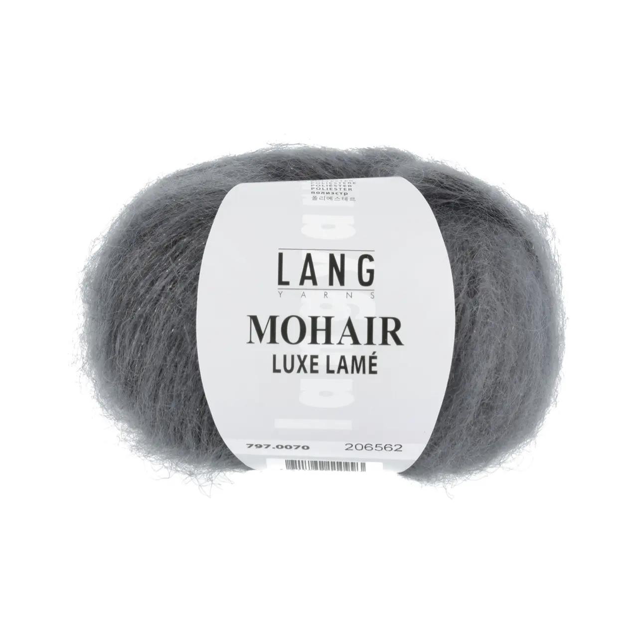 Mohair Luxe Lamé 70 Silber - Anthrazit von Lang Yarns. Superkid-Mohair gemischt mit Seide - ein federleichtes Garn für modische Accessoires und mehr.