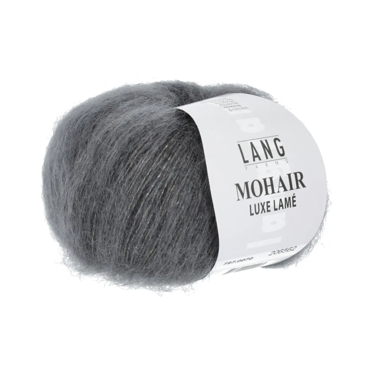 Mohair Luxe Lamé 70 Silber - Anthrazit von Lang Yarns. Superkid-Mohair gemischt mit Seide - ein federleichtes Garn für modische Accessoires und mehr.
