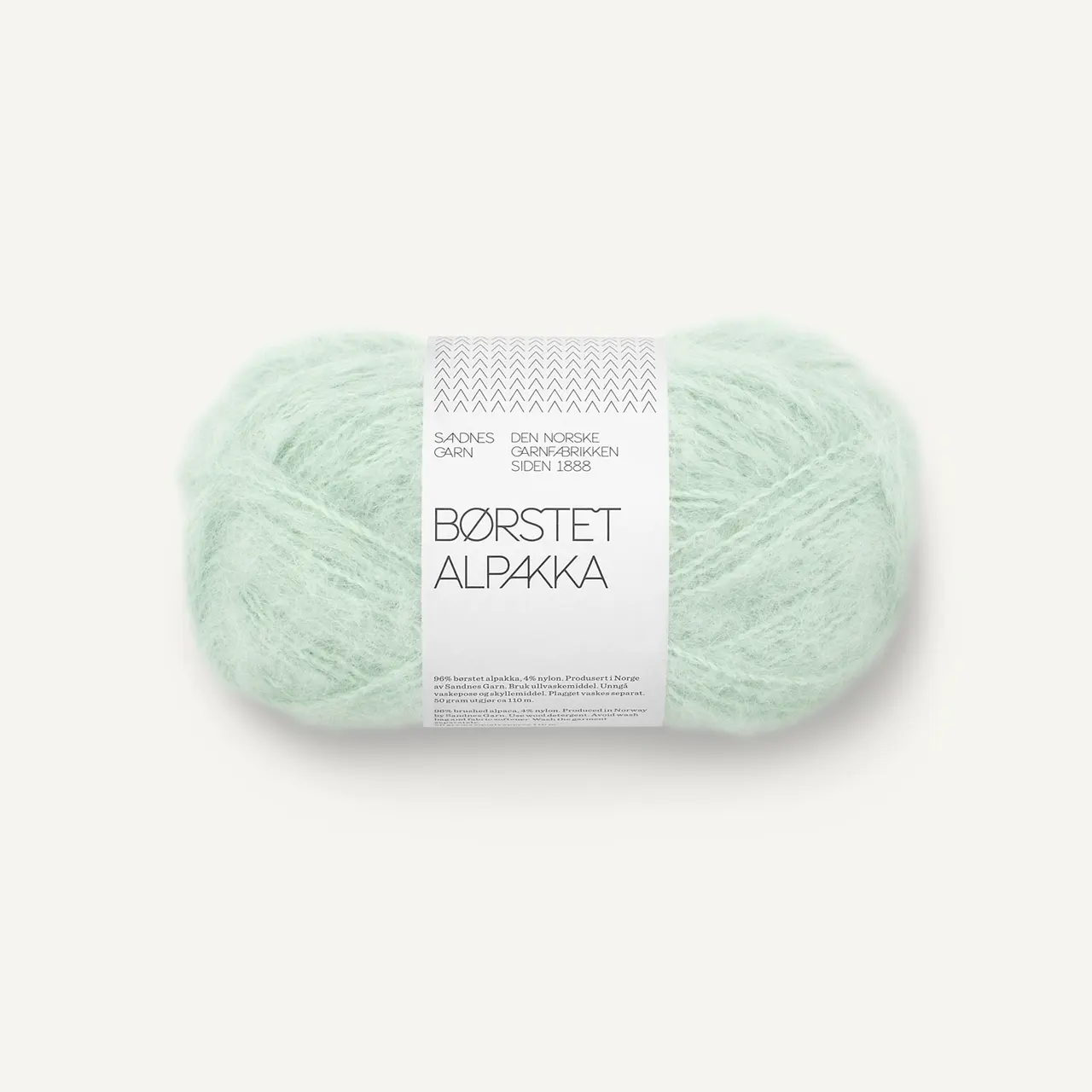 Børstet Alpakka 7911 Mint Green von Sandnes Garn. Leicht wie eine Wolke aber gleichzeitig weich und warm.