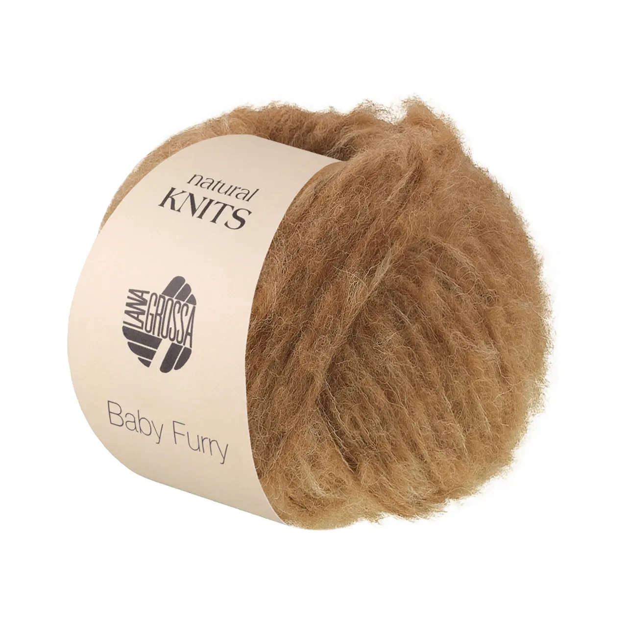 Baby Furry 11 Camel von Lana Grossa. Pelzeffektgarn in natürlicher Mischung aus Baby Alpaka Baumwolle & Merino extrafine