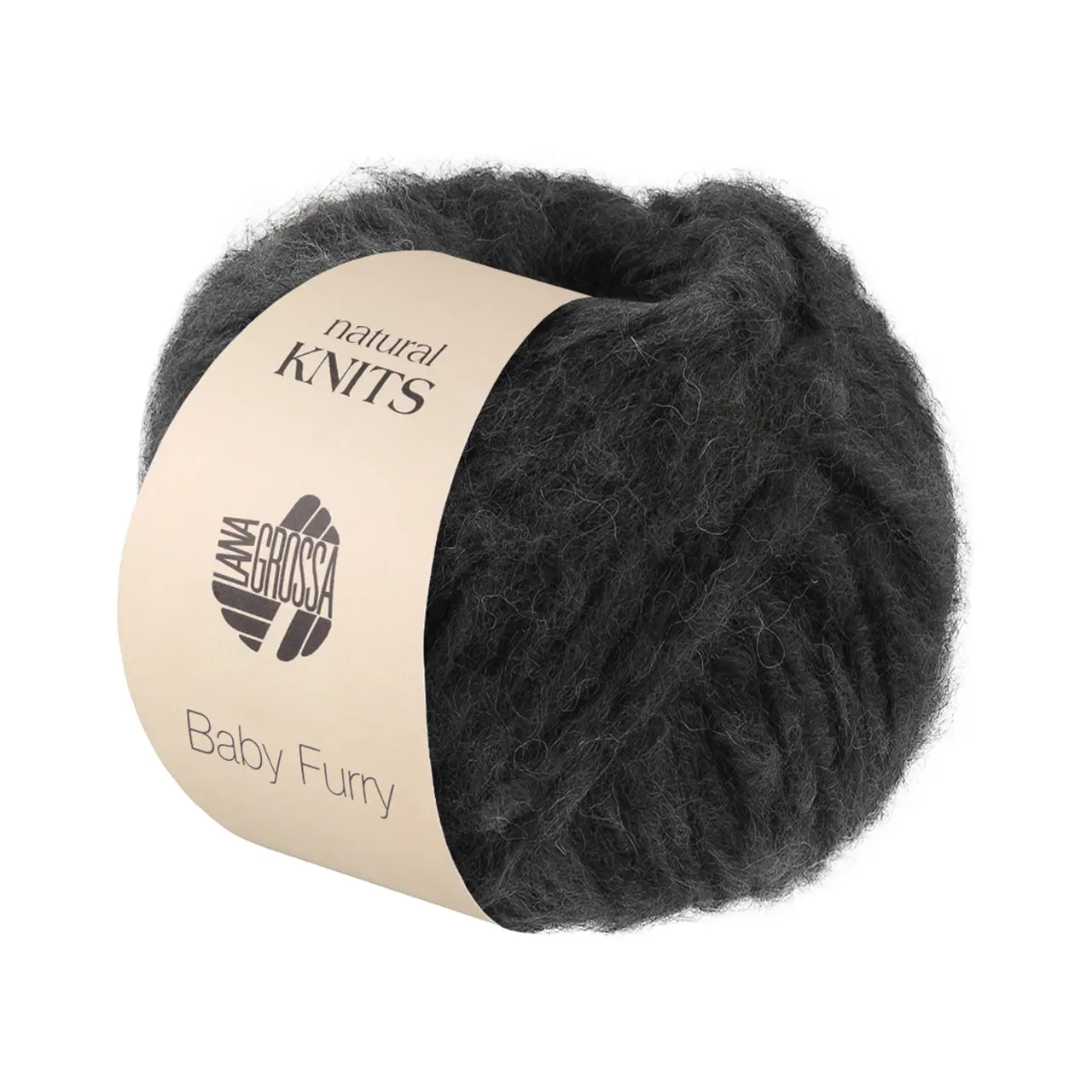 Baby Furry 8 Anthrazit von Lana Grossa. Pelzeffektgarn in natürlicher Mischung aus Baby Alpaka Baumwolle & Merino extrafine
