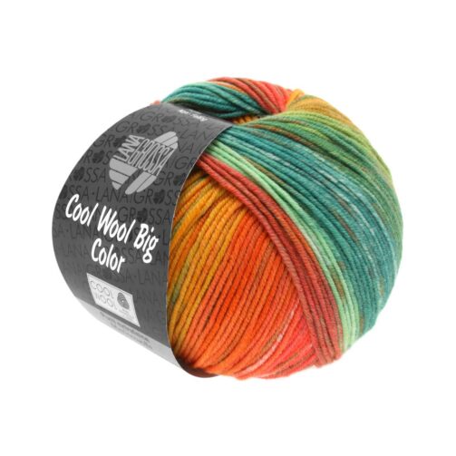 Cool Wool Big Color 4001 Honiggelb/Mandarin/Zart-/Petrolgrün