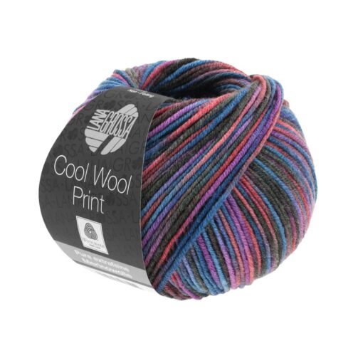 Cool Wool Print 821 Marine/Burgund/Violett/Anthrazit