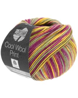 Cool Wool Print <br>822 Gelb/Camel/Taupe/Fuchsia